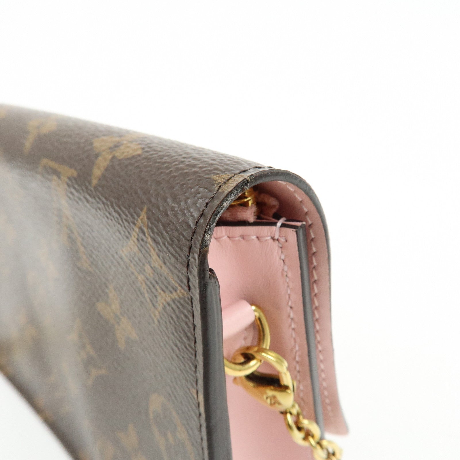 Louis Vuitton Monogram Portefeuille Flore Chain Wallet Pink M67405