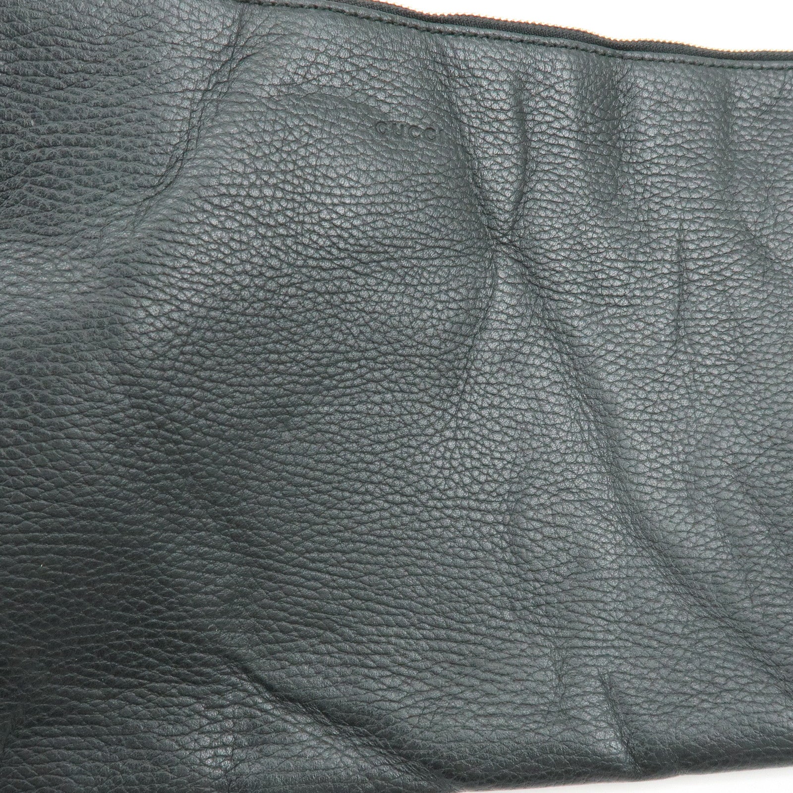 GUCCI Bamboo Leather Clutch Bag Flat Pouch Black 449653