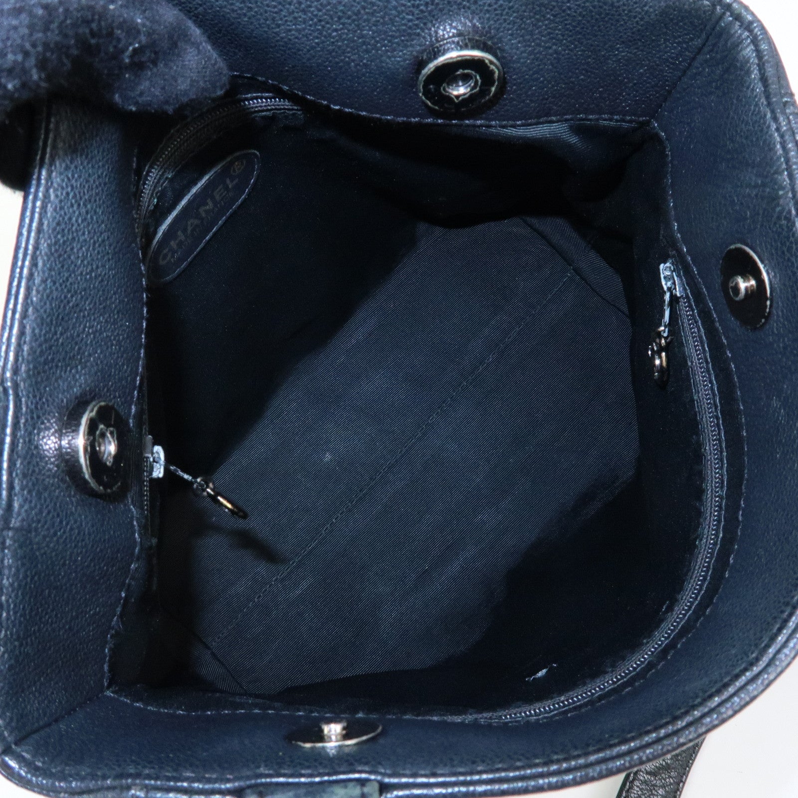 CHANEL COCO Mark Calf Skin Leather Tote Bag Shoulder Bag Black