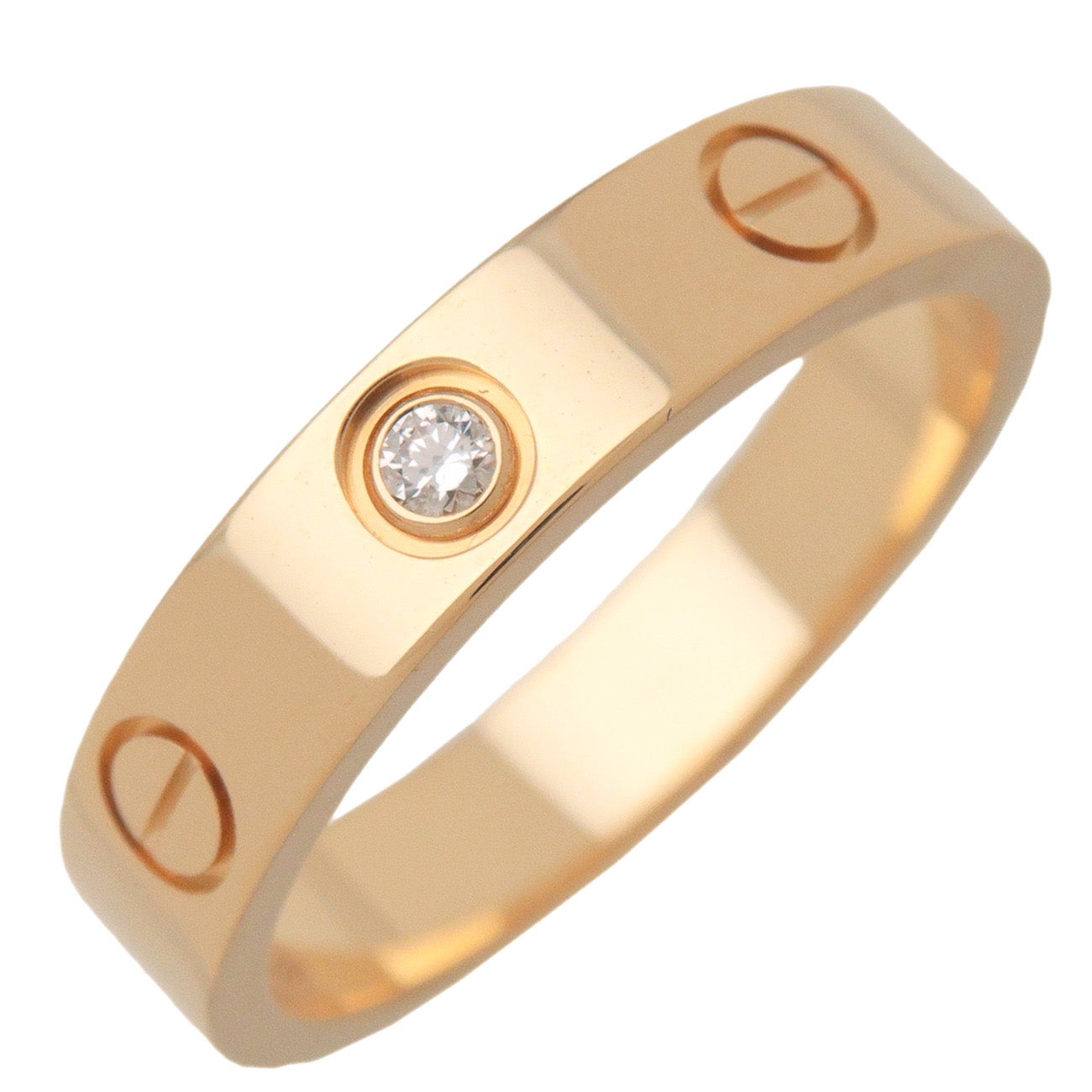 Cartier Mini Love 1P Diamond Ring K18 750YG #50 US5.25 EU50 HK11