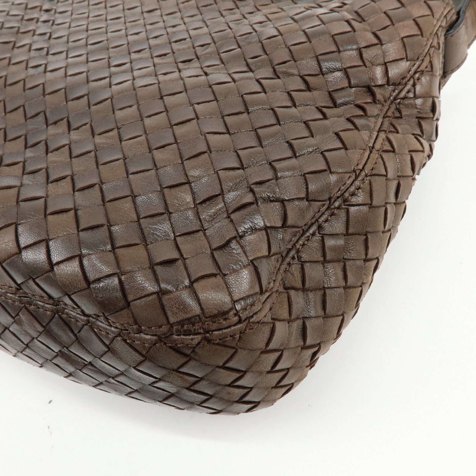BOTTEGA VENETA Intrecciato Leather Shoulder Bag Hand Bag Brown