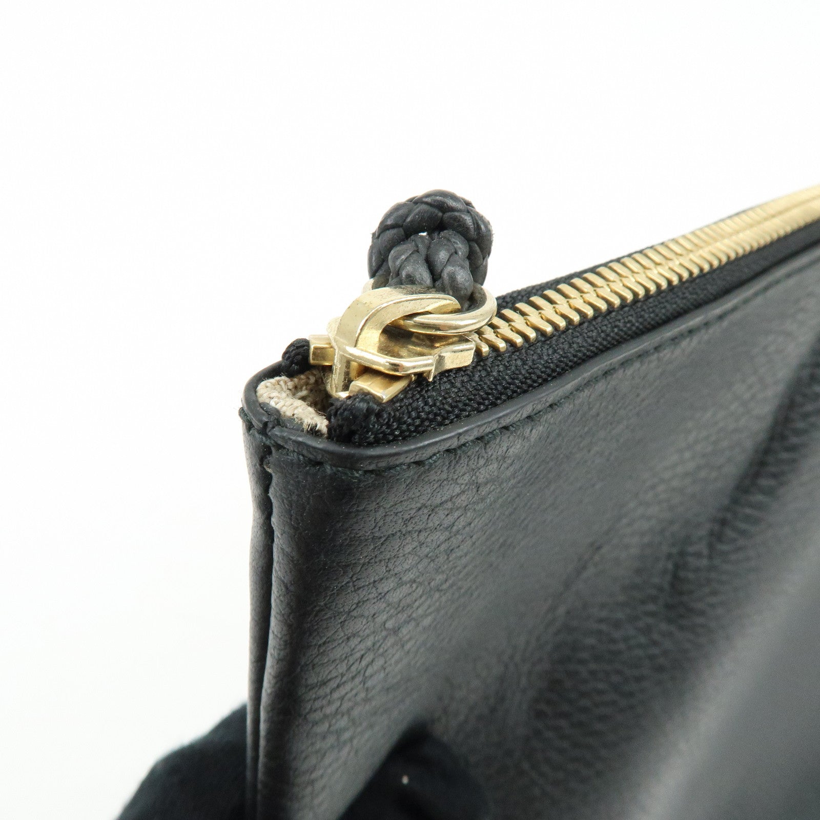 GUCCI Bamboo Leather Clutch Bag Flat Pouch Black 449653