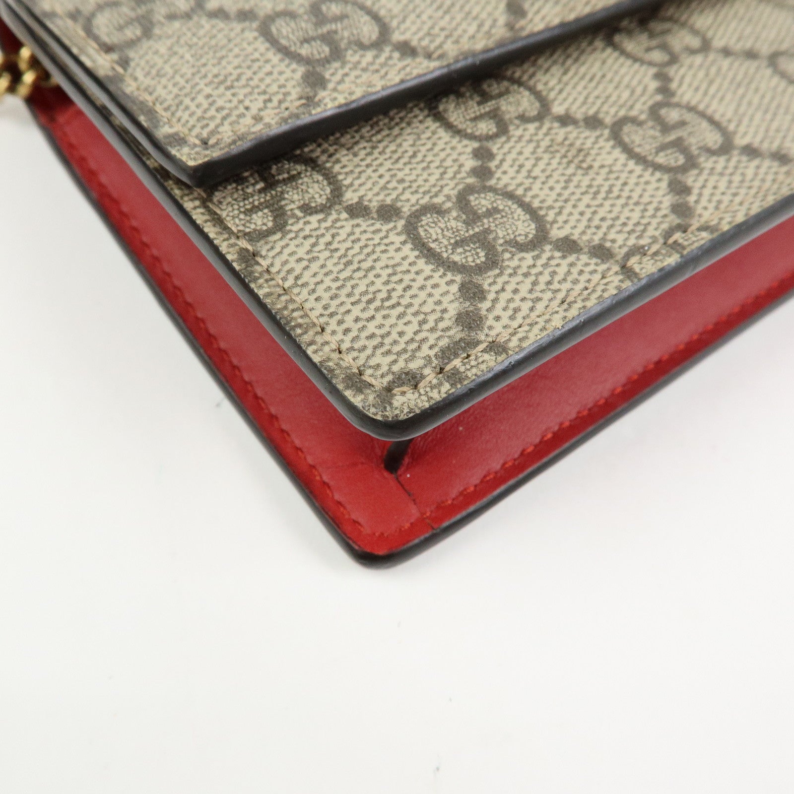 GUCCI Interlocking G GG Supreme Leather Chain Shoulder Bag Beige 481291