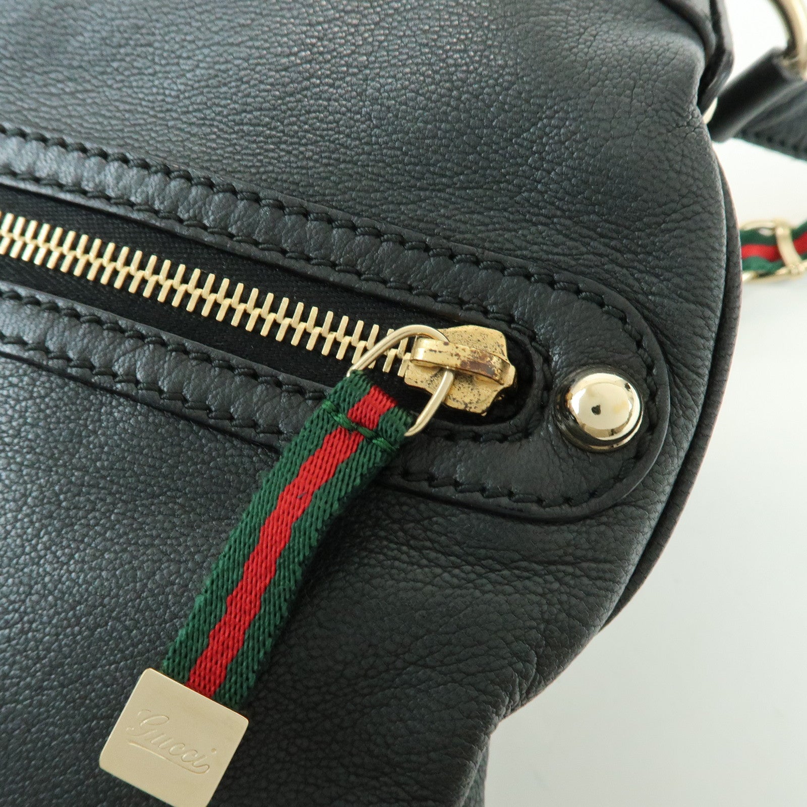 GUCCI Sherry Leather Shoulder Bag Hand Bag Black 154392