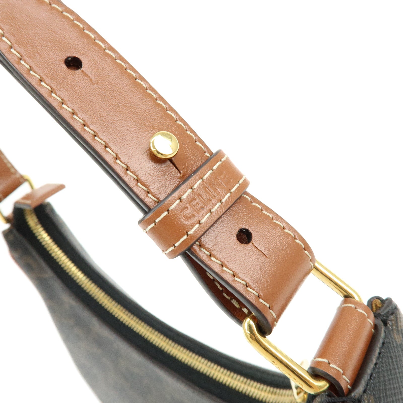 CELINE AVA PVC Leather Shoulder Bag Hand Bag Black Brown