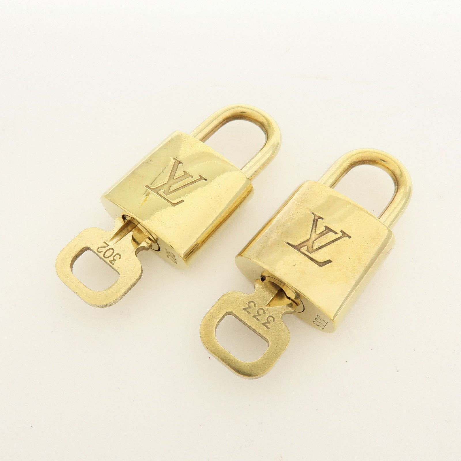 Louis Vuitton Lot of 10 Metal Lock & Key Cadena Key Lock Gold
