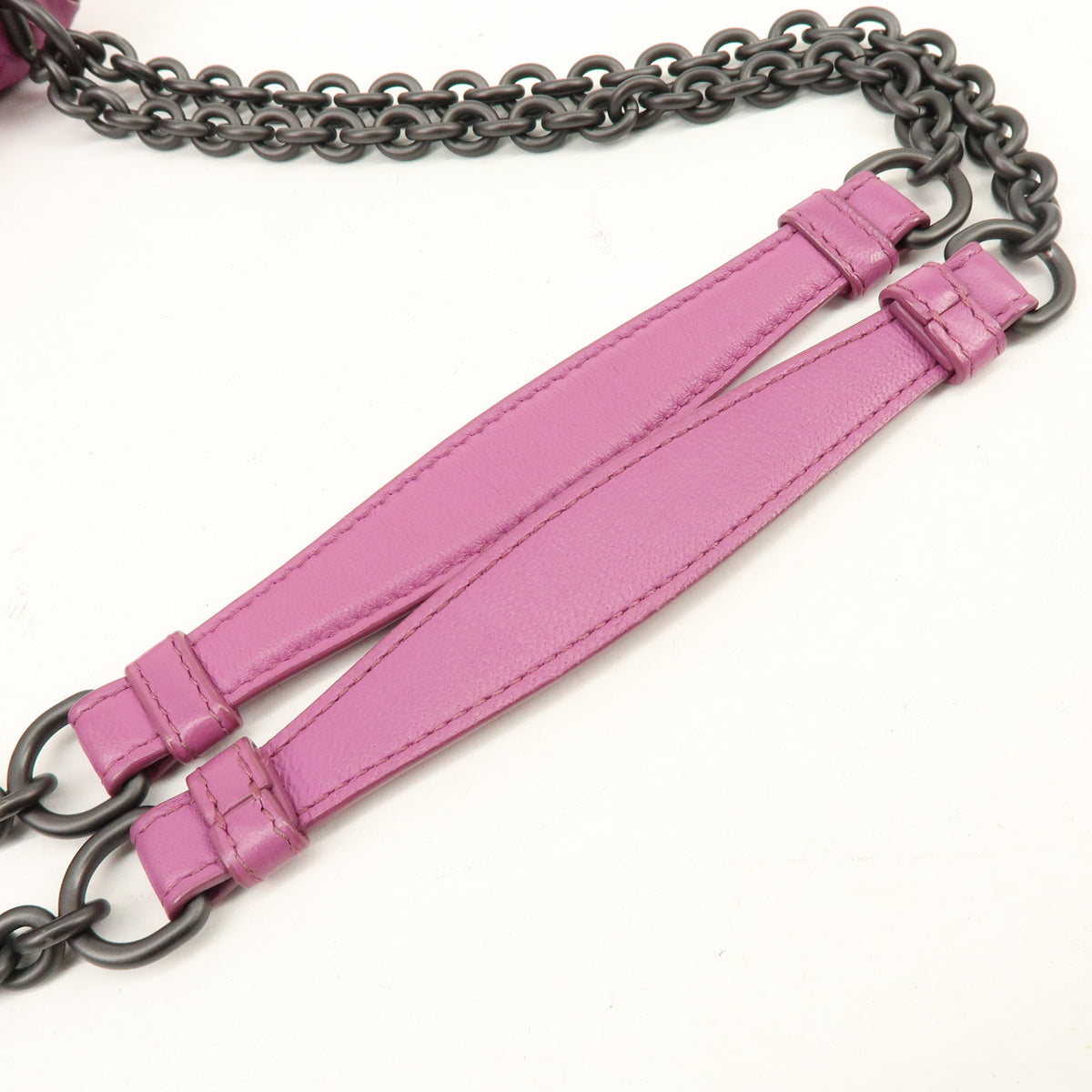 BOTTEGA VENETA Intrecciato Leather Chain Shoulder Bag Purple