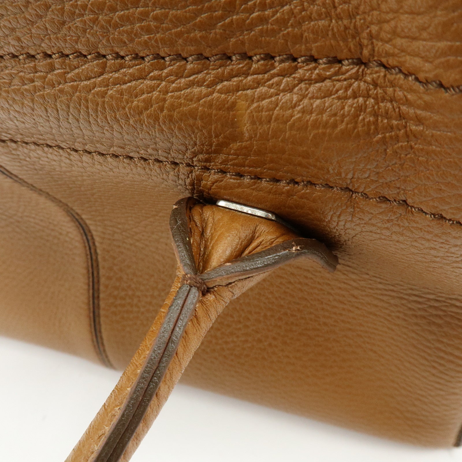 TOD'S Logo Leather Shoulder Bag Hand Bag Tote Bag Camel Brown