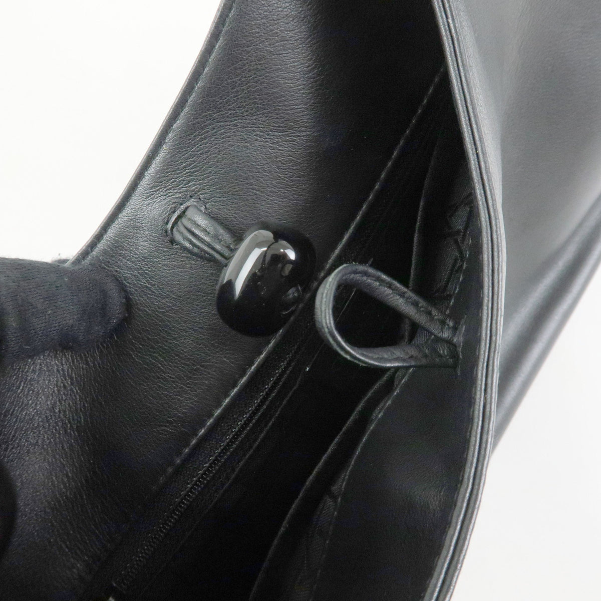 Christian Dior Malice Pearl Leather Shoulder Bag Hand Bag Black