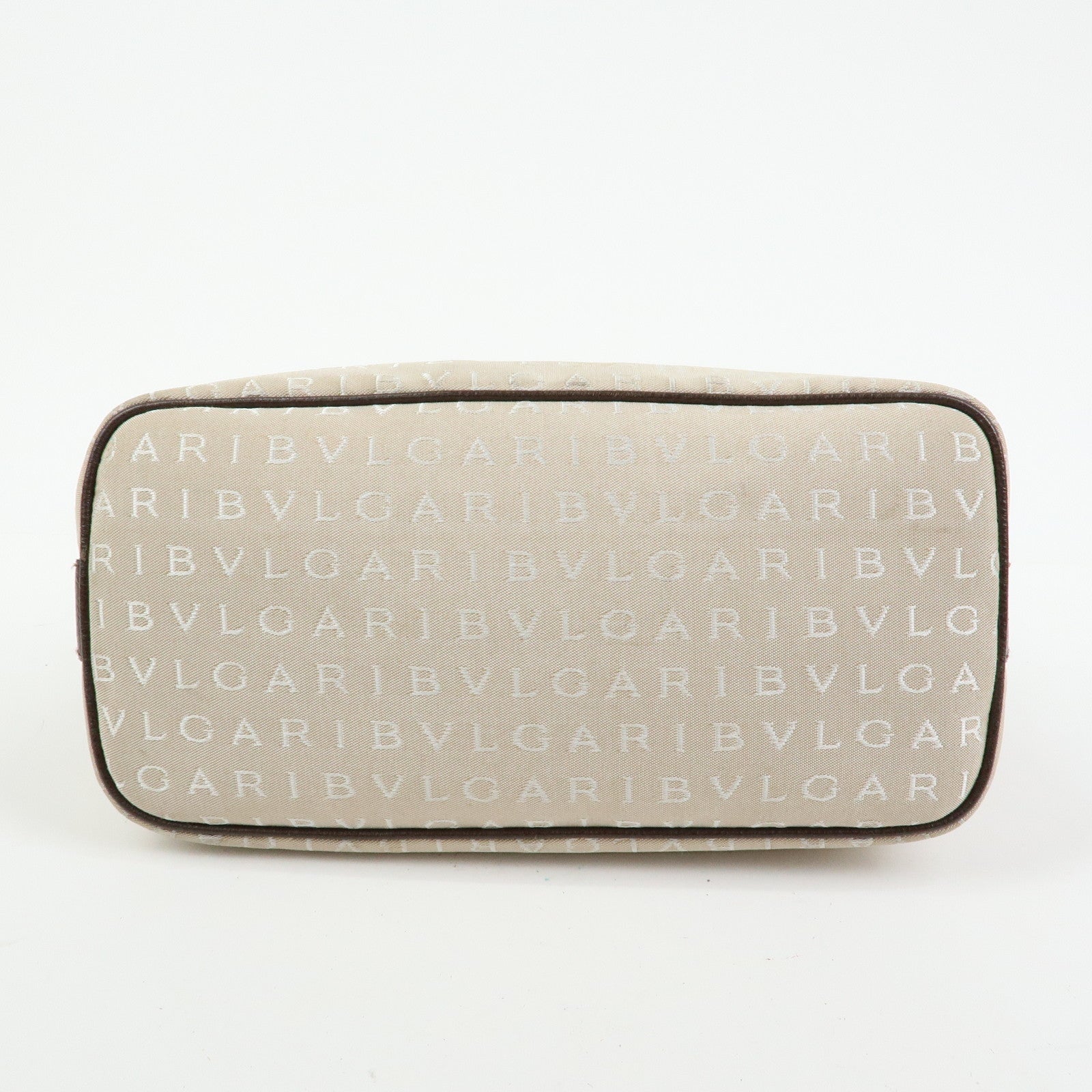 BVLGARI Logo Mania Canvas Shoulder Bag Hand Bag Beige