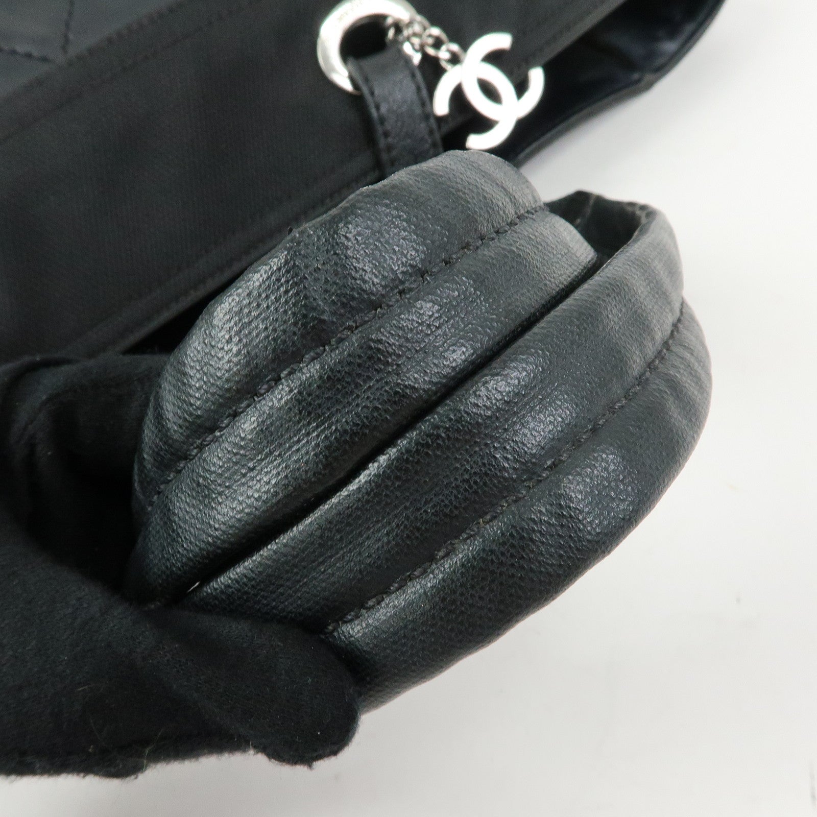 CHANEL PVC Leather Paris Biarritz Tote Bag Hand Bag MM Black A34209