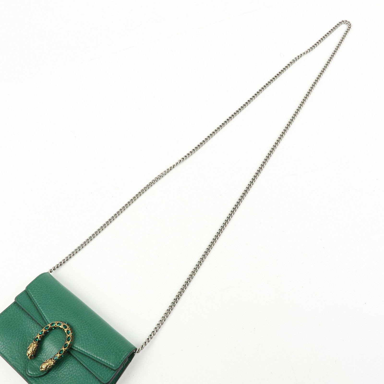 GUCCI Dionysus Super Mini Bag Leather Chain Shoulder Bag Green 476432