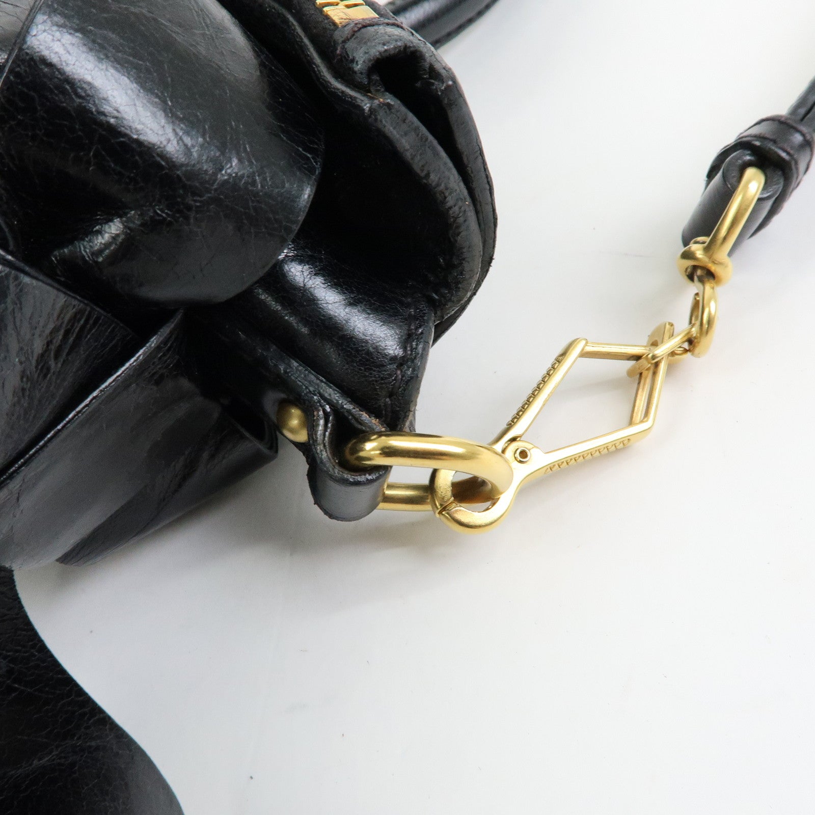 MIU MIU Leather Side Ribbon Large 2Way Hand Shoulder Bag Black  RT0365
