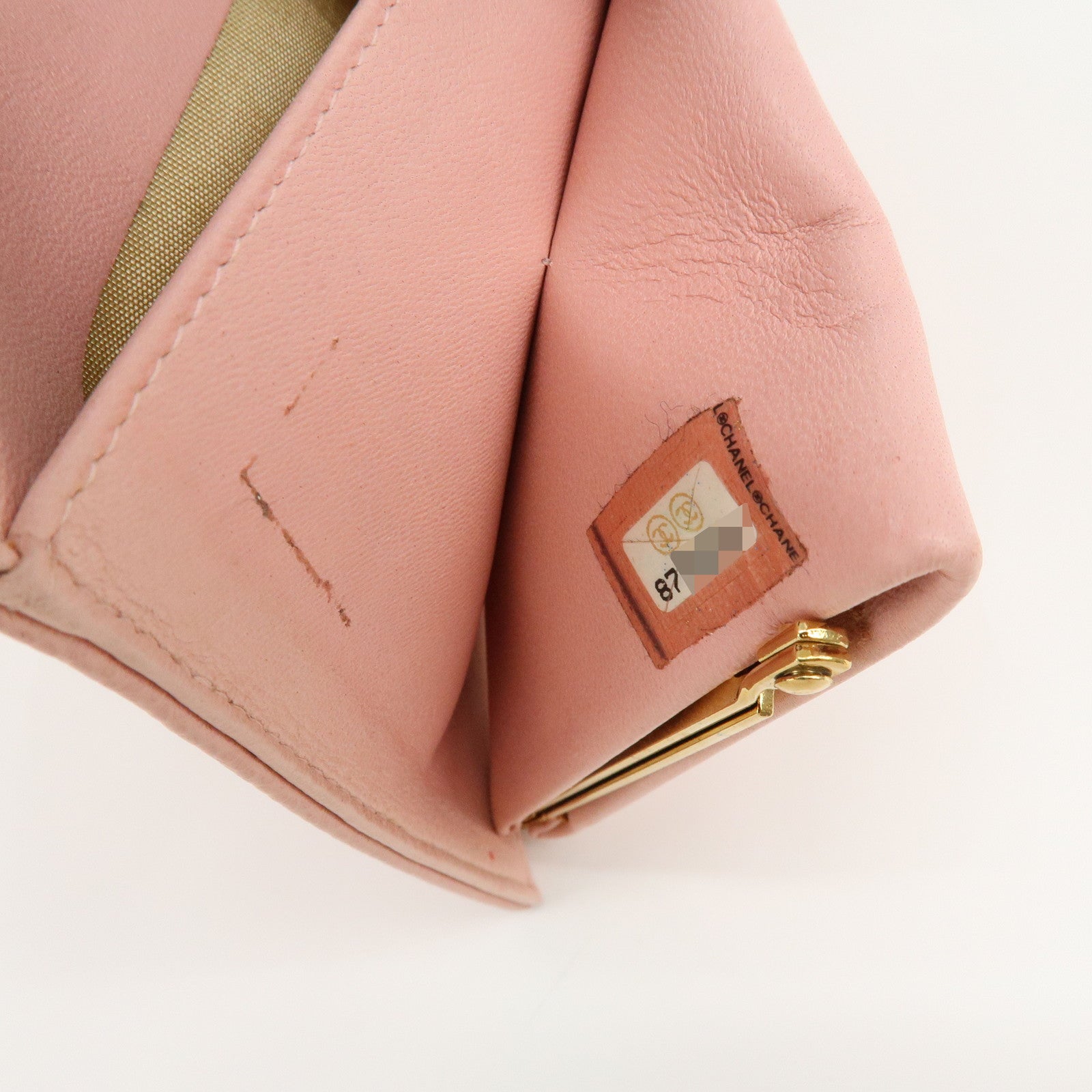 CHANEL COCO Mark Caviarskin Bi-fold Long Wallet Pink A13498
