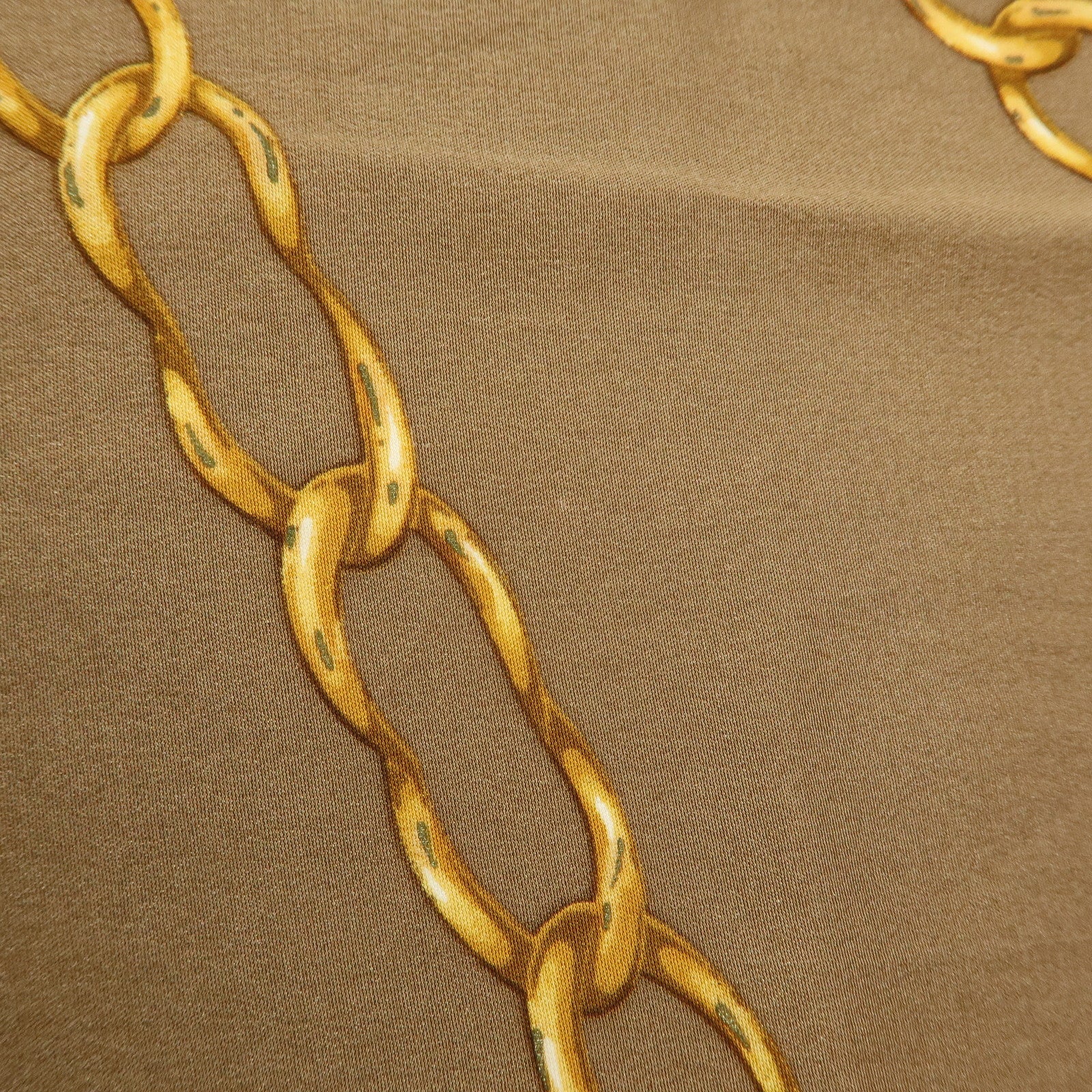 CHANEL Silk 100% Scarf  Pearl Jewelry Brown Black Gold Multicolor
