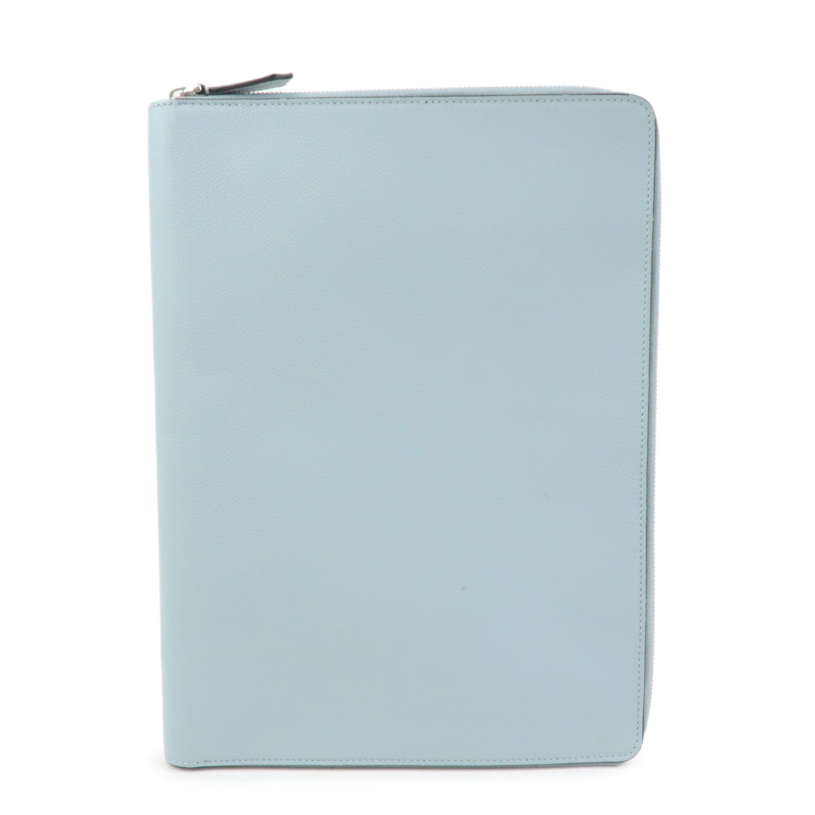 FENDI Leather Clutch Bag Document Case Flat Pouch Light Blue 7N0167