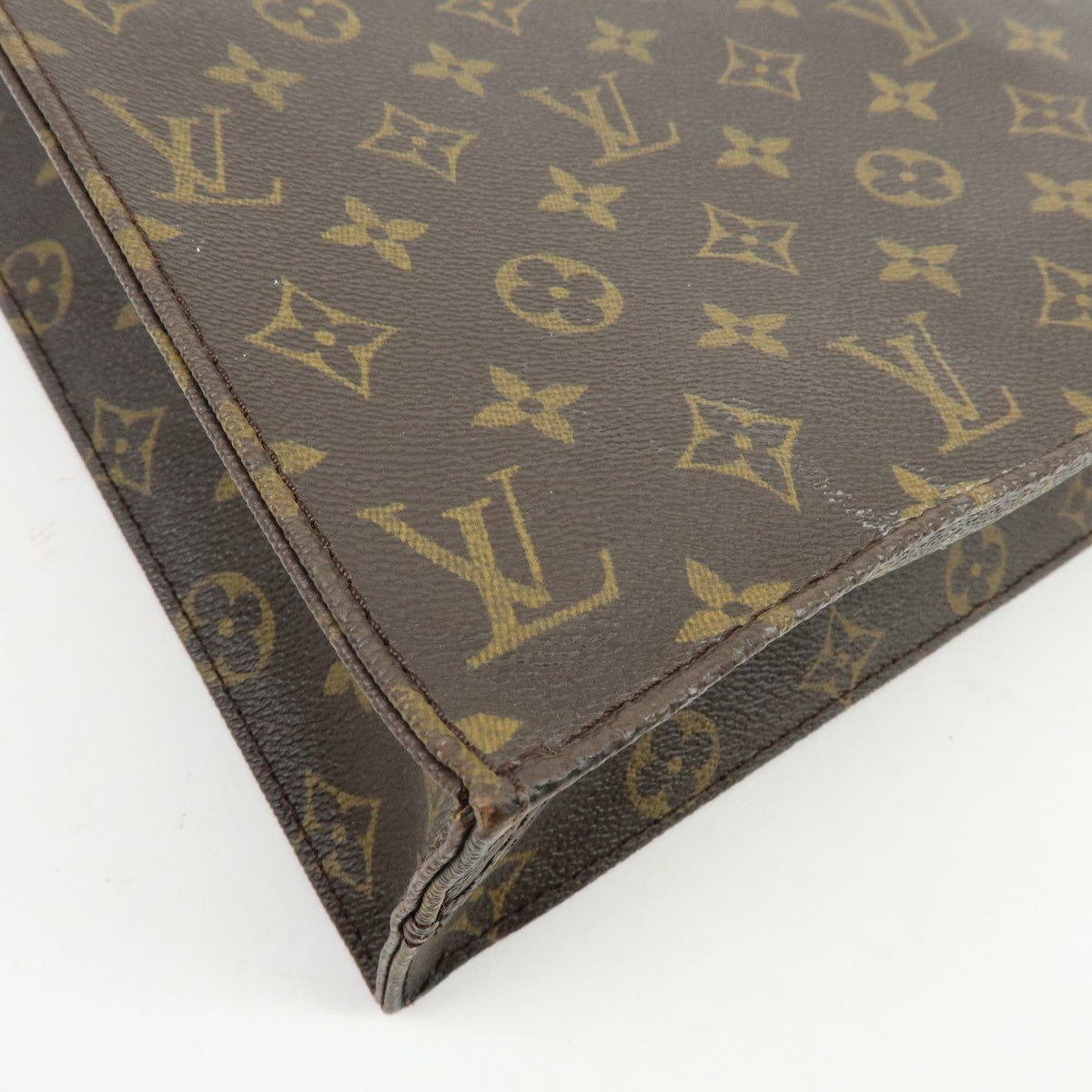 Louis Vuitton Monogram Sac Plat Tote Bag Hand Bag Brown M51140