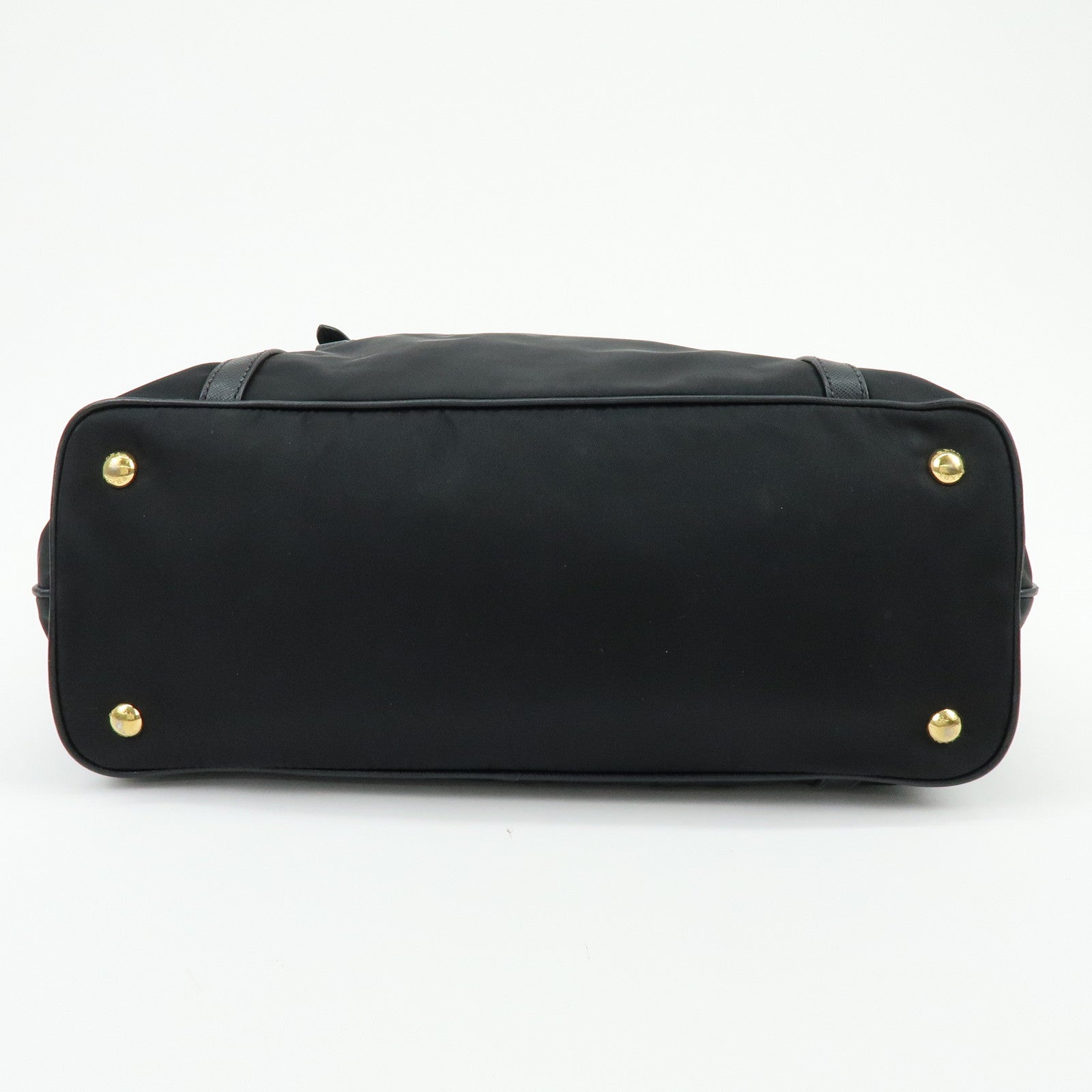 PRADA Logo Nylon Saffiano Leather Shoulder Bag Black 1BG253