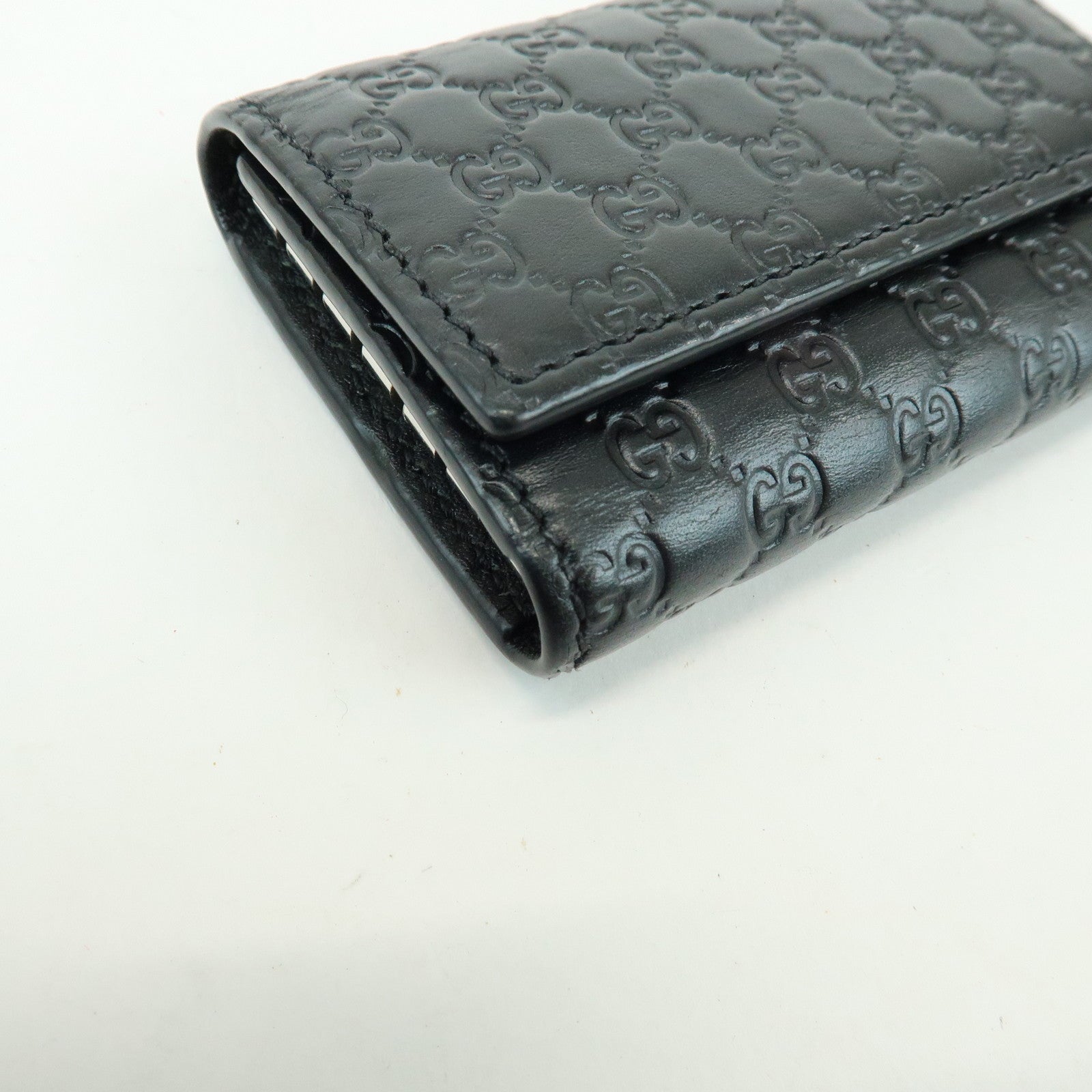 GUCCI Microguccissima Leather 6 Ring Key Case Key Holder Black