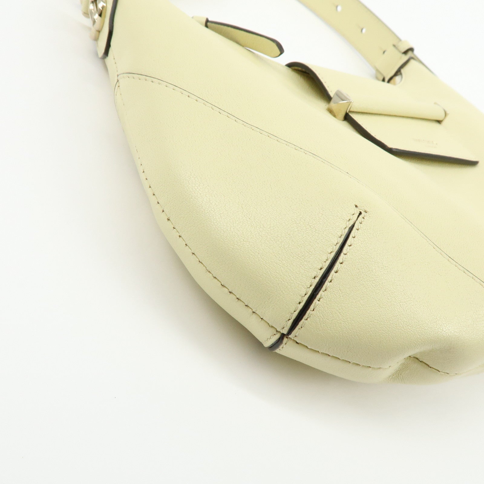 JIMMY CHOO Flap Leather Hand Bag Shoulder Bag Yellow Beige