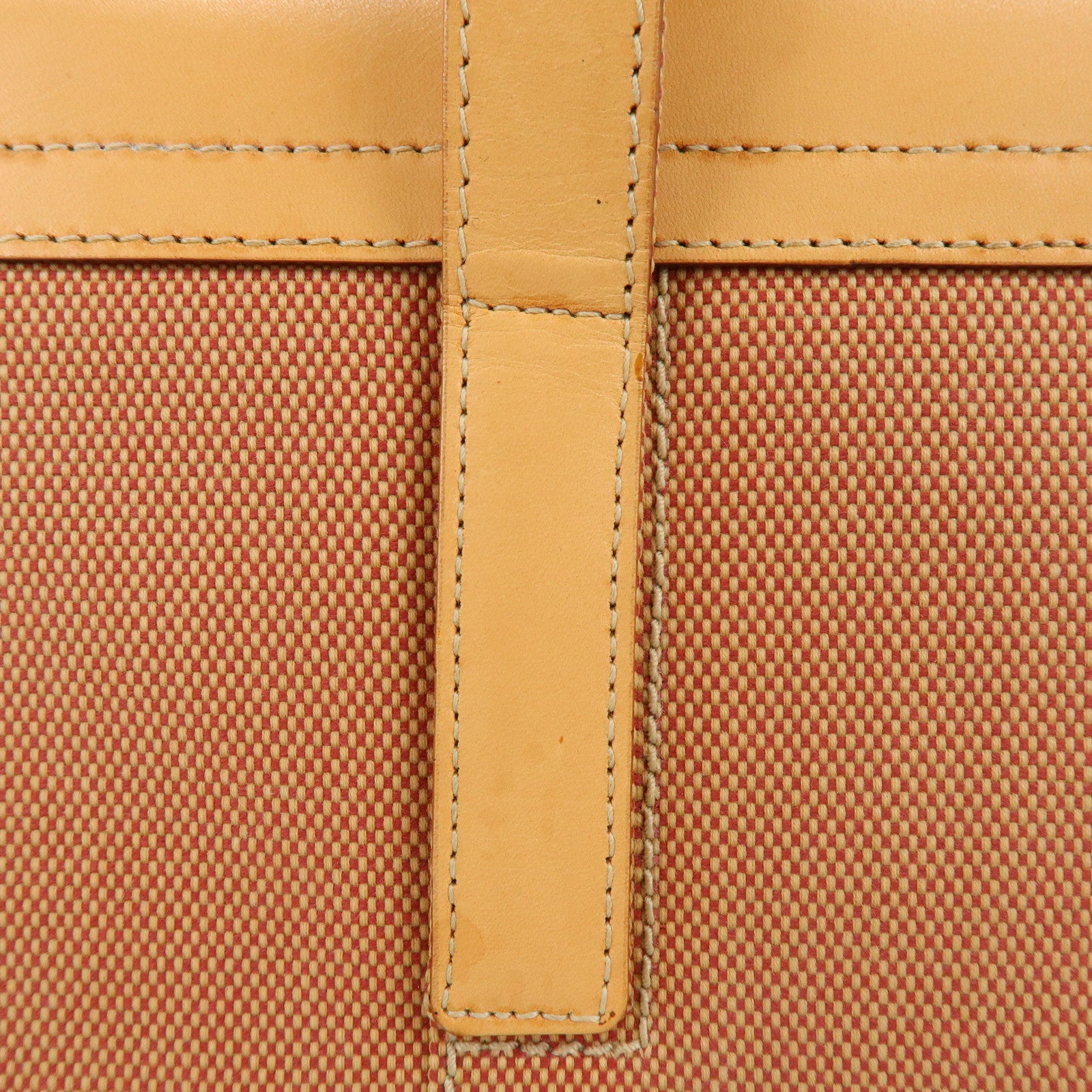BVLGARI Canvas Leather Flap Shoulder Bag Hand Bag Beige Red