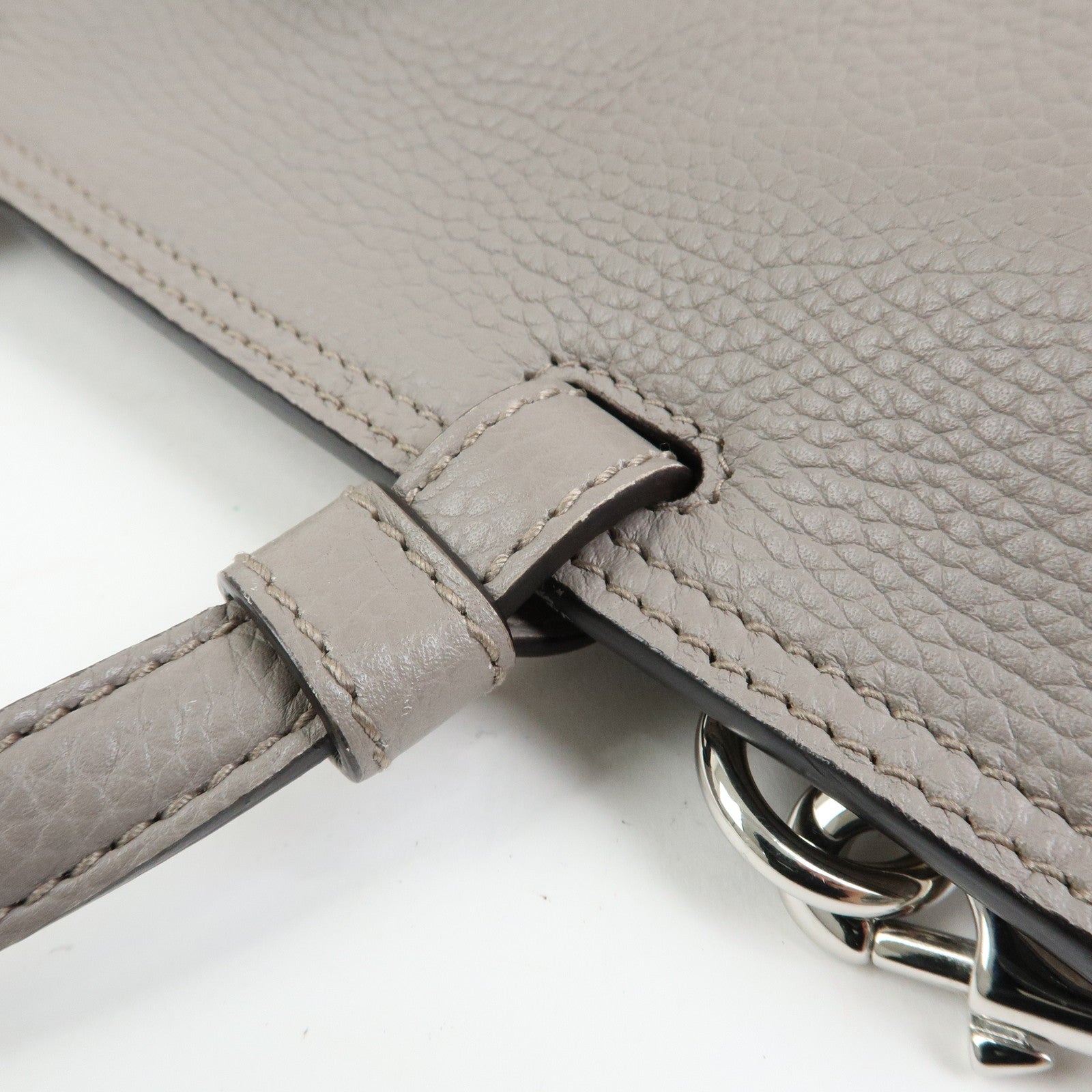 GUCCI Bamboo Leather 2Way Bag Hand Bag Shoulder Bag Grey 370831