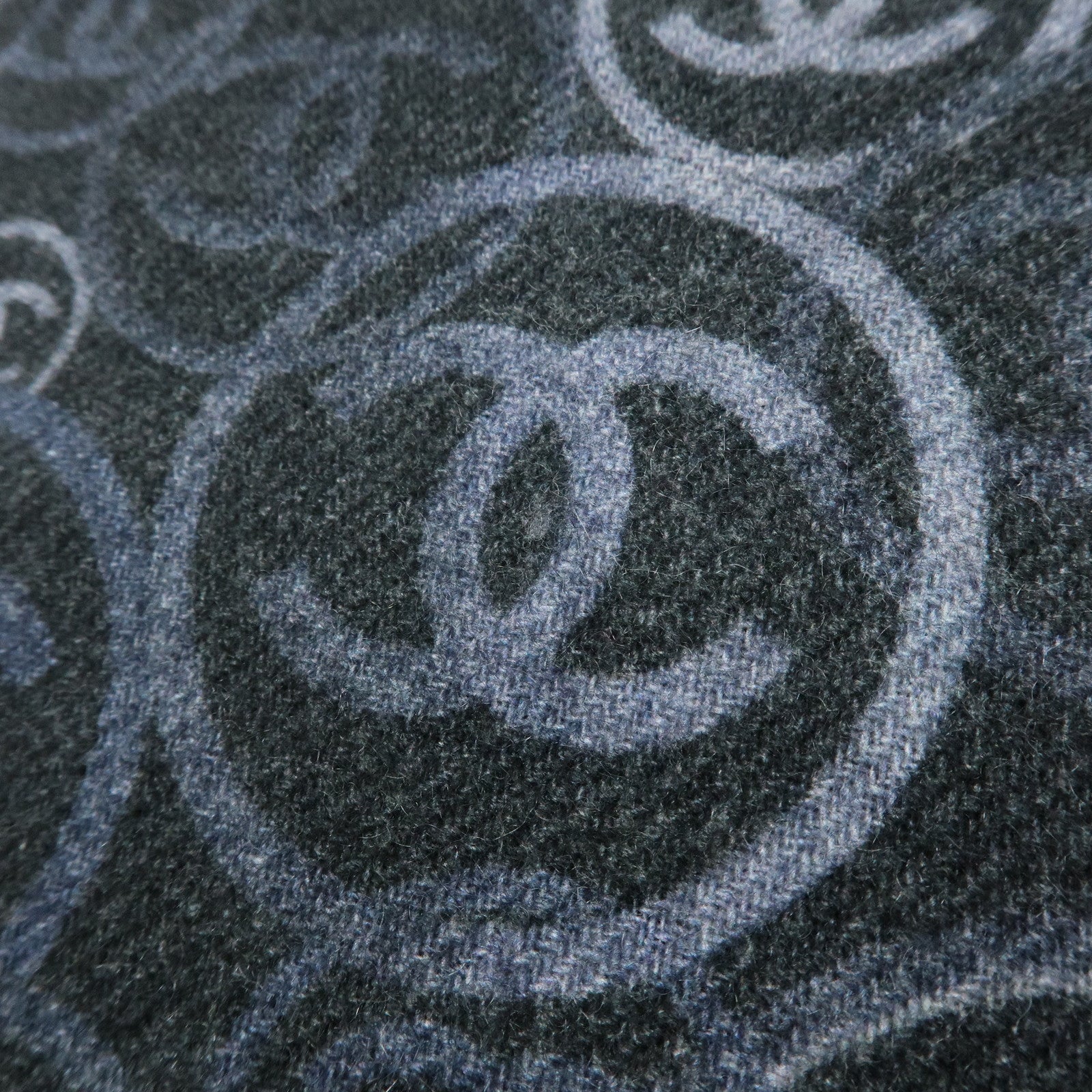 CHANEL COCO Mark Cashmere 100% Scarf Stole Shawl Navy