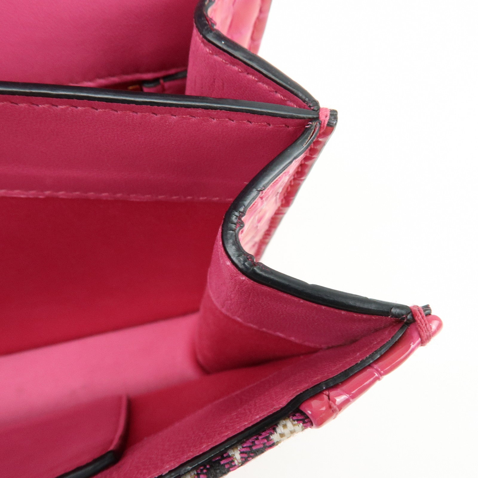 MIU MIU Jacquard Embossed Leather 2Way Hand Shoulder Bag Pink 5BD233
