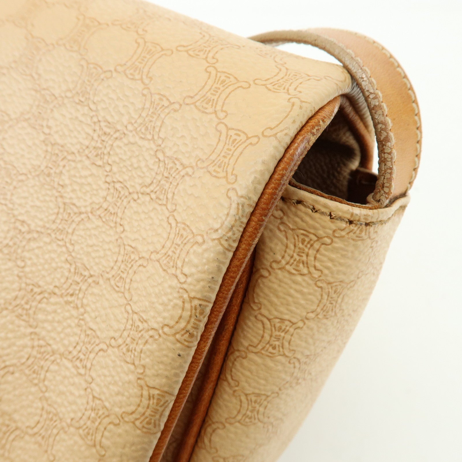 CELINE Macadam PVC Leather Shoulder Bag Crossbody Bag Beige Camel