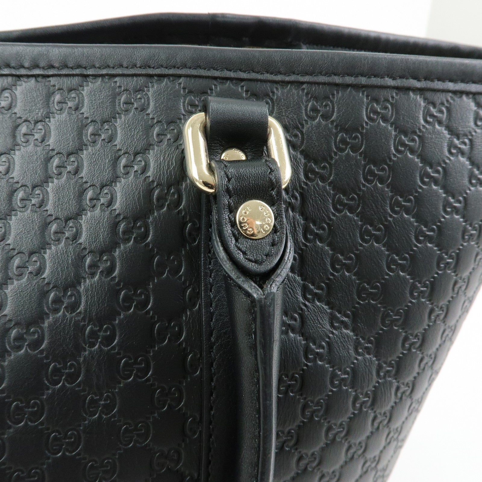 GUCCI Microguccissima Leather Tote Bag Shoulder Bag Black 449647