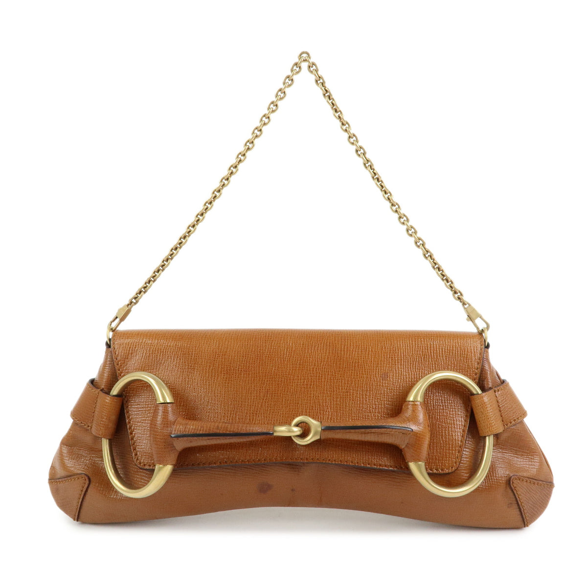 GUCCI Horsebit Leather Chain Shoulder Bag Hand Bag Brown 120134