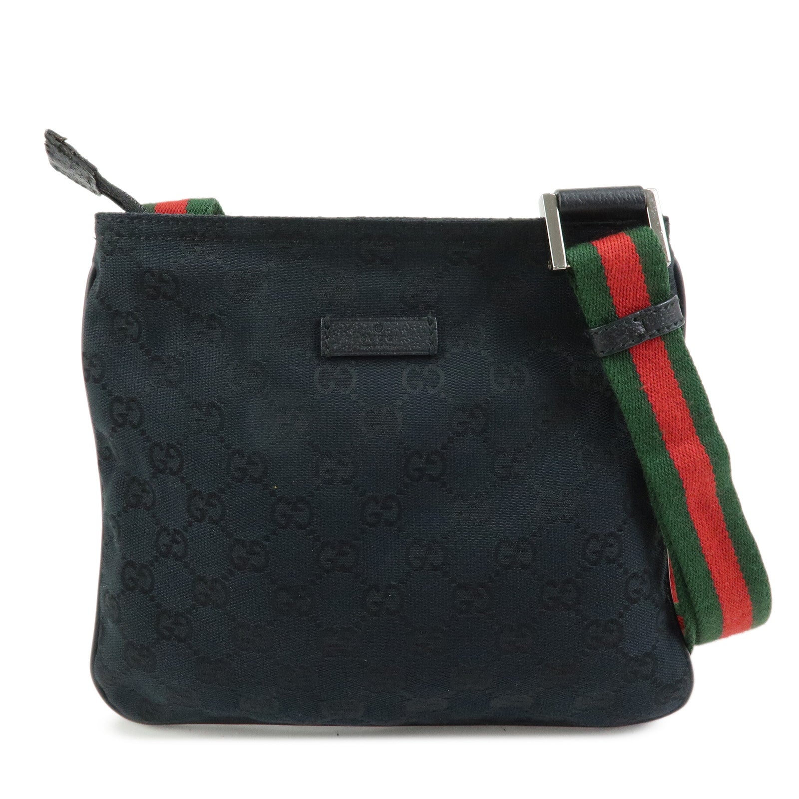 GUCCI Sherry GG Canvas Leather Shoulder Bag Messenger Bag Black