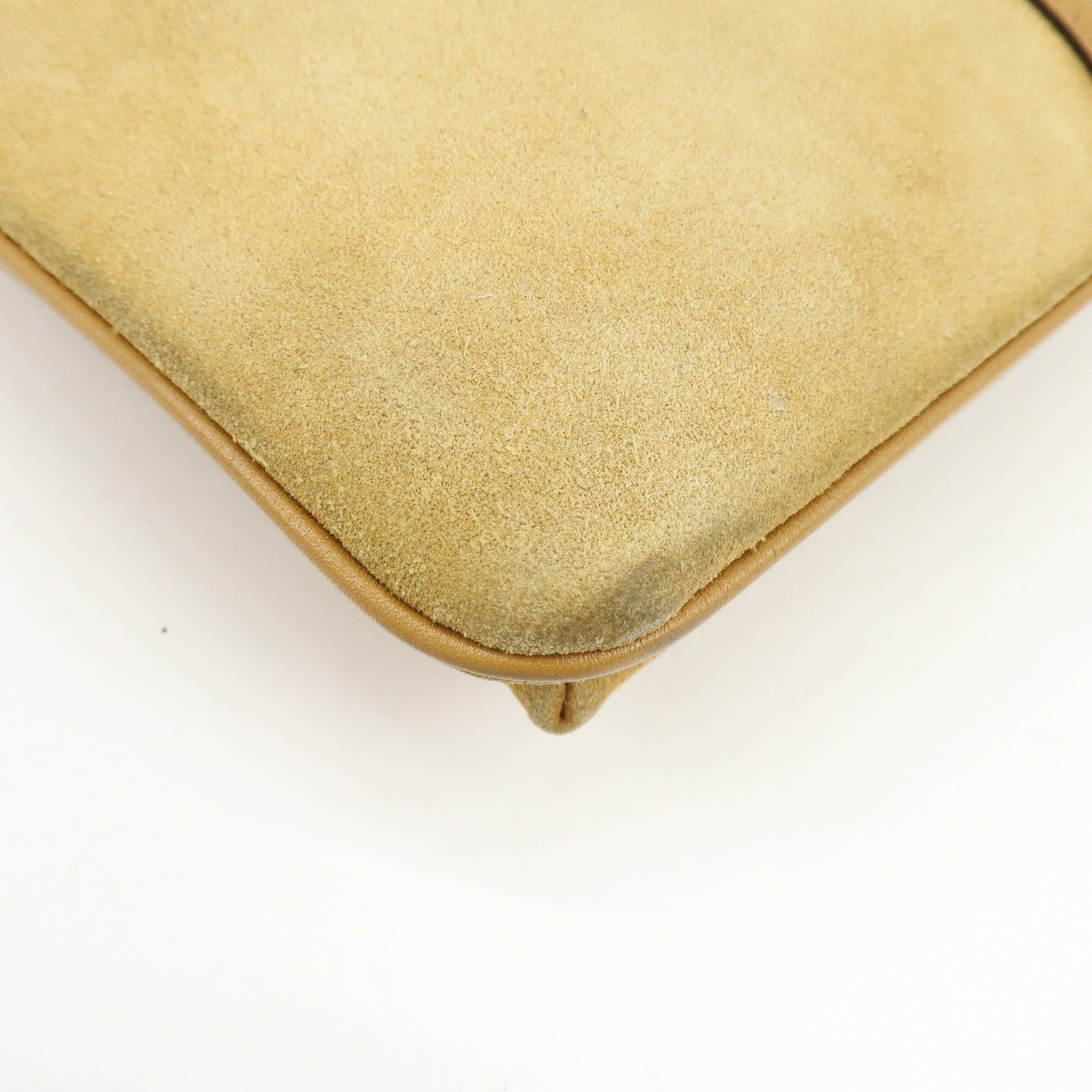 GUCCI Arli Double G Suede Leather Shoulder Crossbody Bag Beige Brown