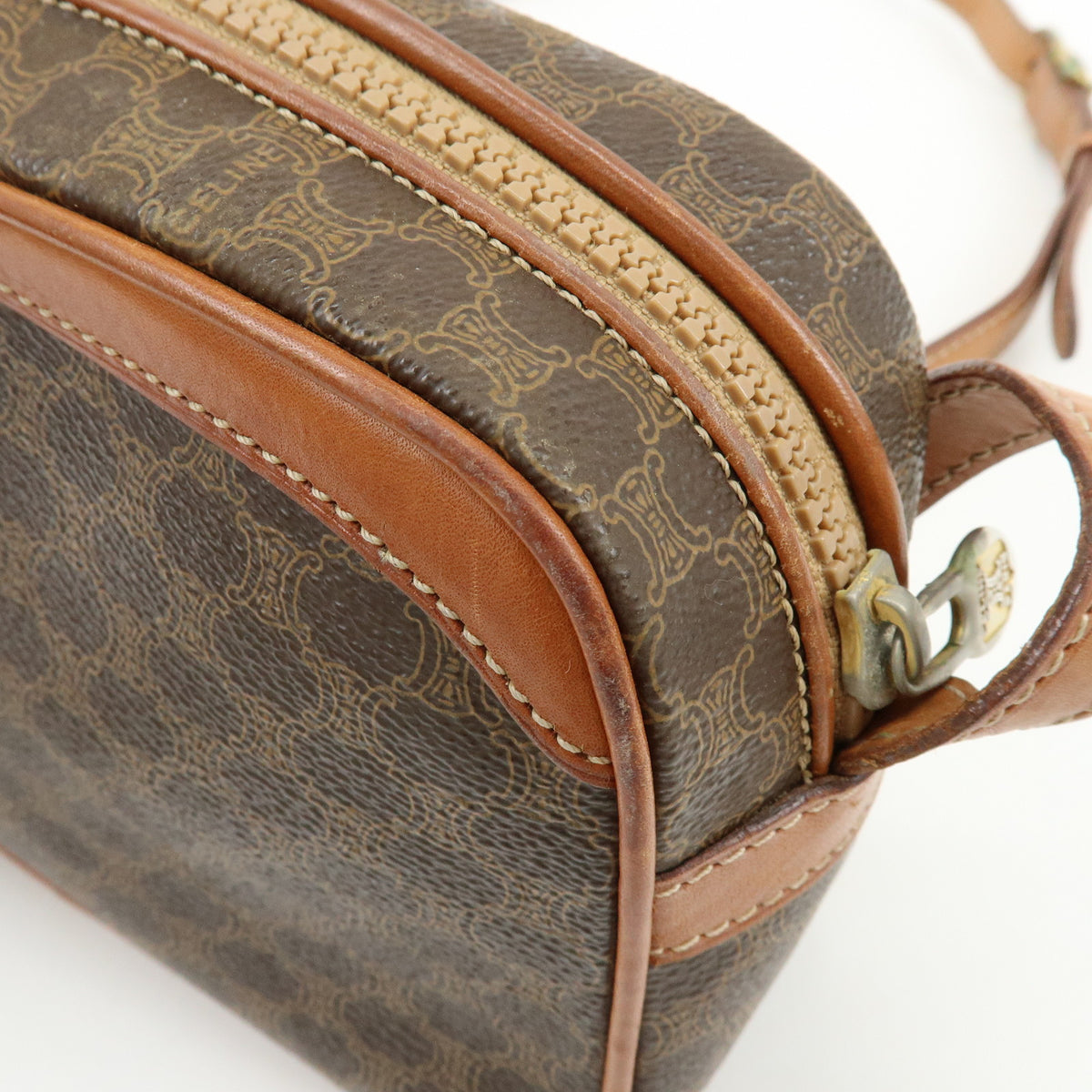 CELINE Macadam PVC Leather Shoulder Bag Crossbody Bag Brown