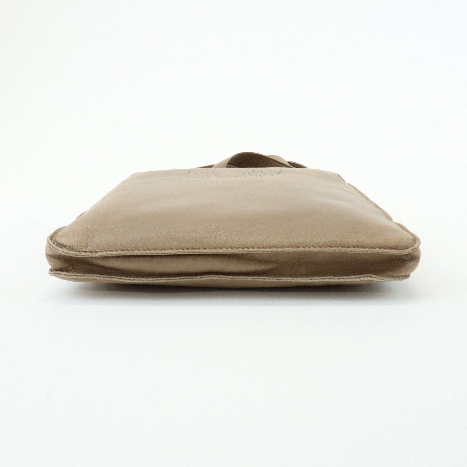 HERMES Leather Clou de Selle Shoulder Bag □M Stamped Beige