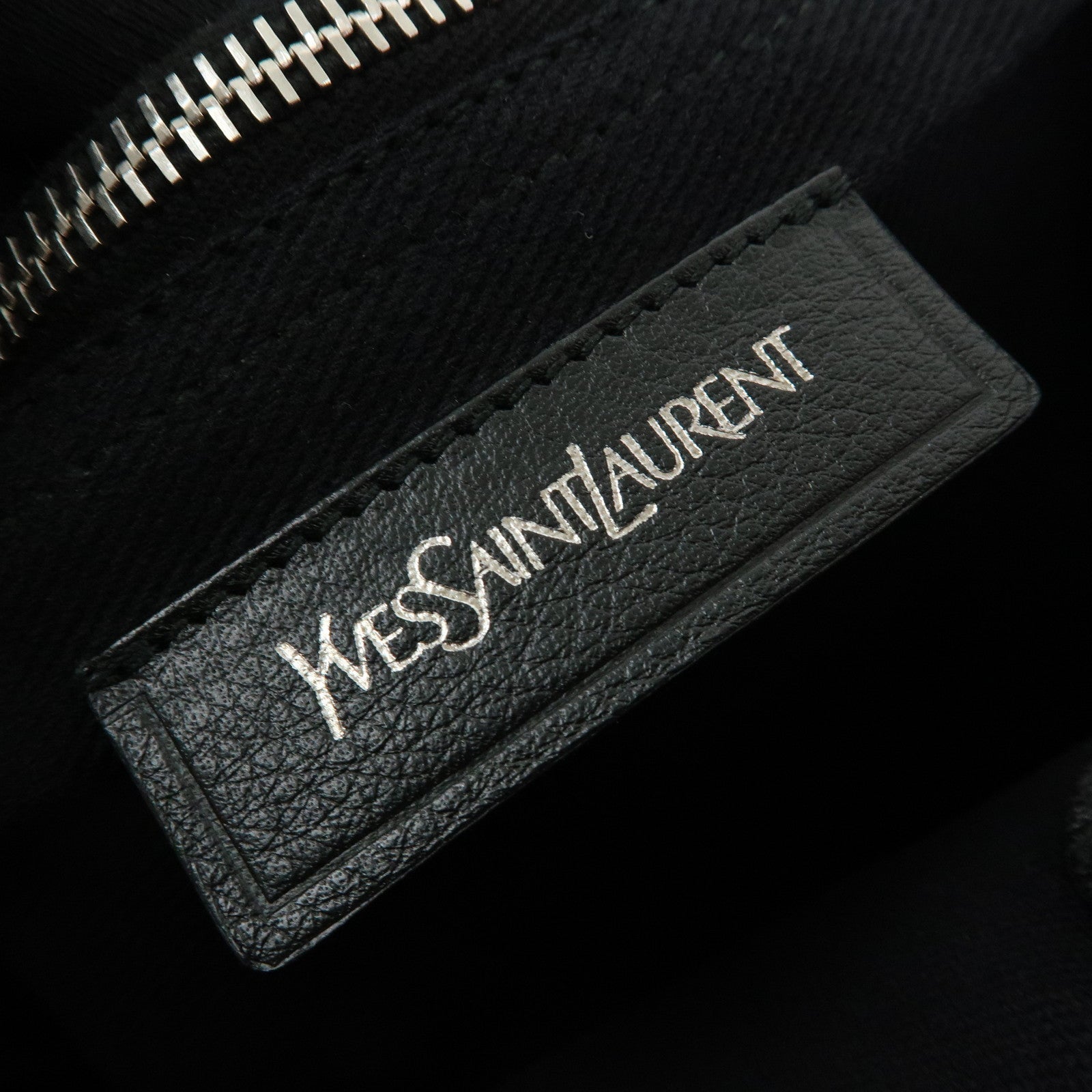 SAINT LAURENT PARIS Muse Two Leather Canvas Hand Shoulder Bag Black