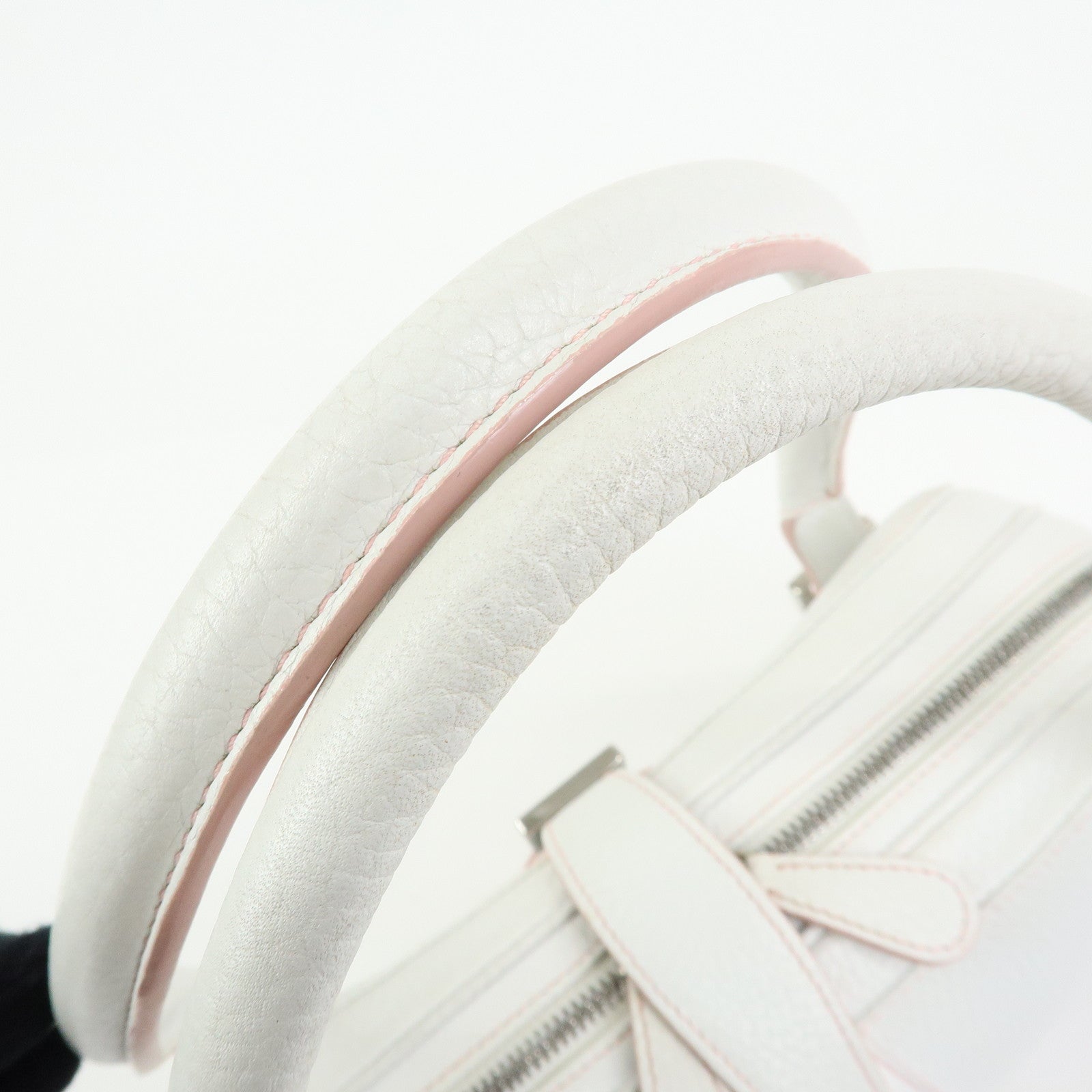LOEWE Senda Leather Boston Bag Hand Bag White