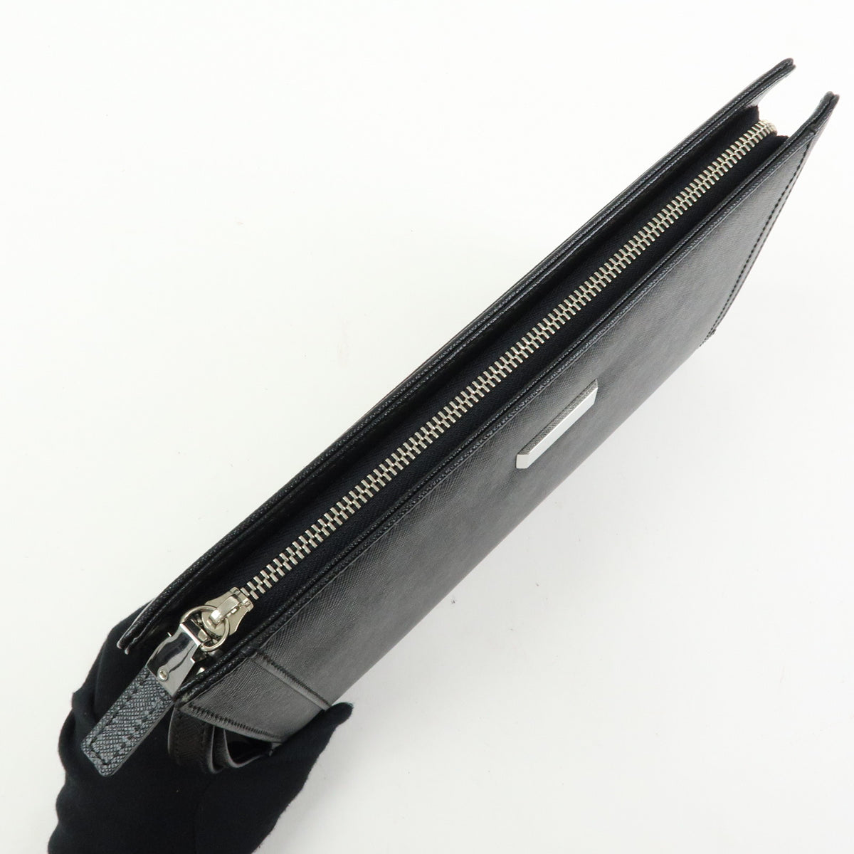 BURBERRY Saffiano Leather Clutch Bag Black
