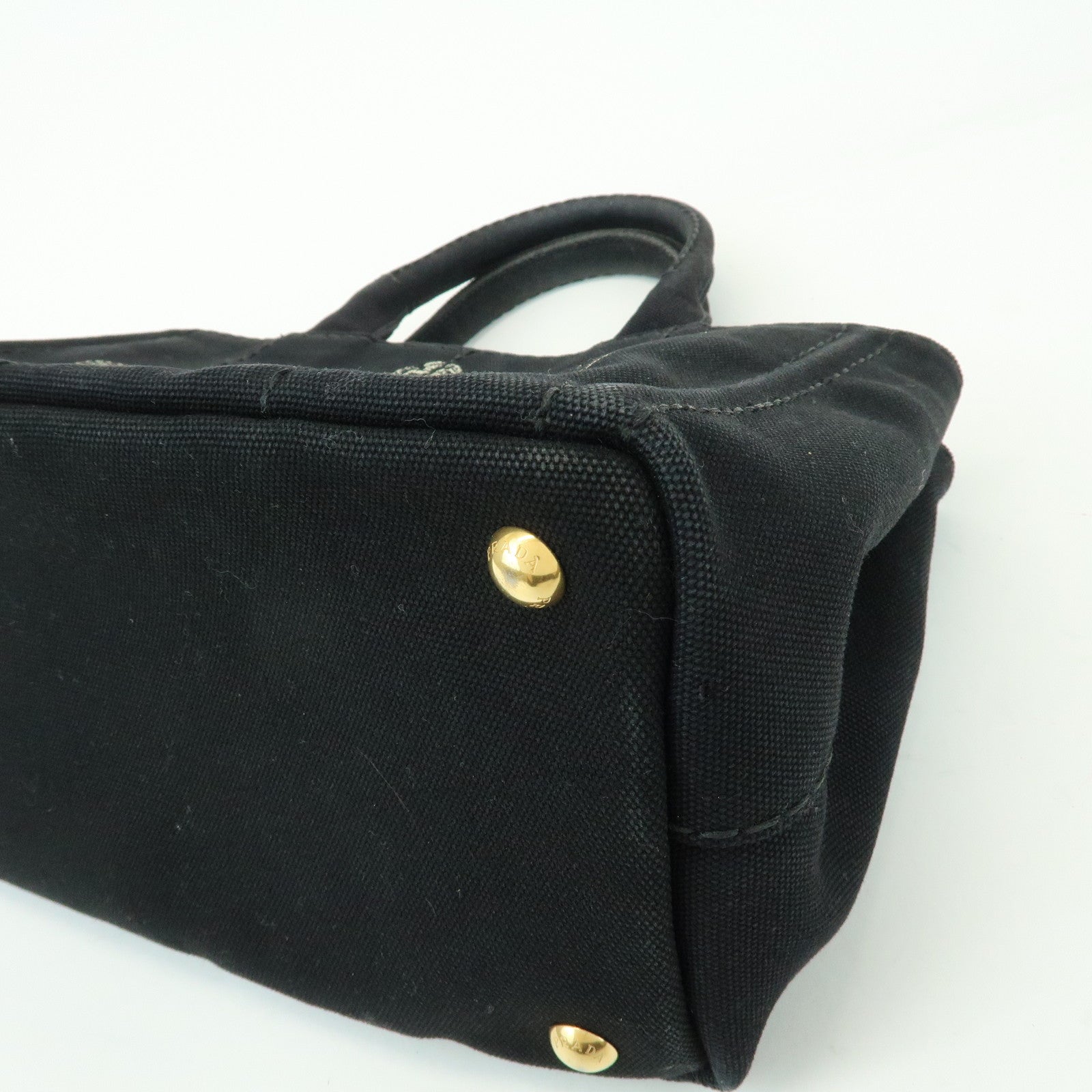 PRADA Canapa Mini Canvas 2Way Bag Hand Bag Black 1BG439