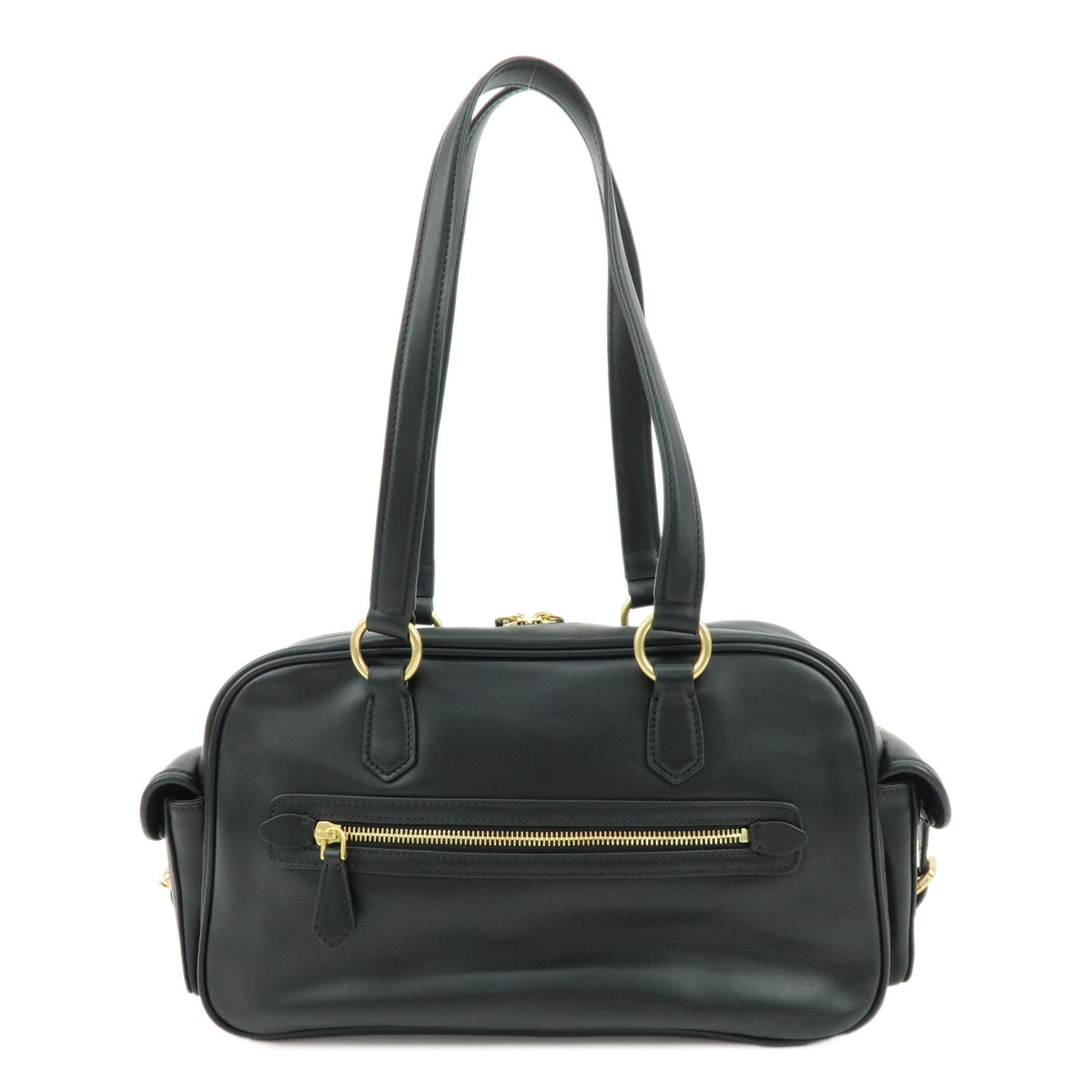 MIU MIU Pocket Top Handle Bag Nappa Leather Boston Bag Black 5BB179
