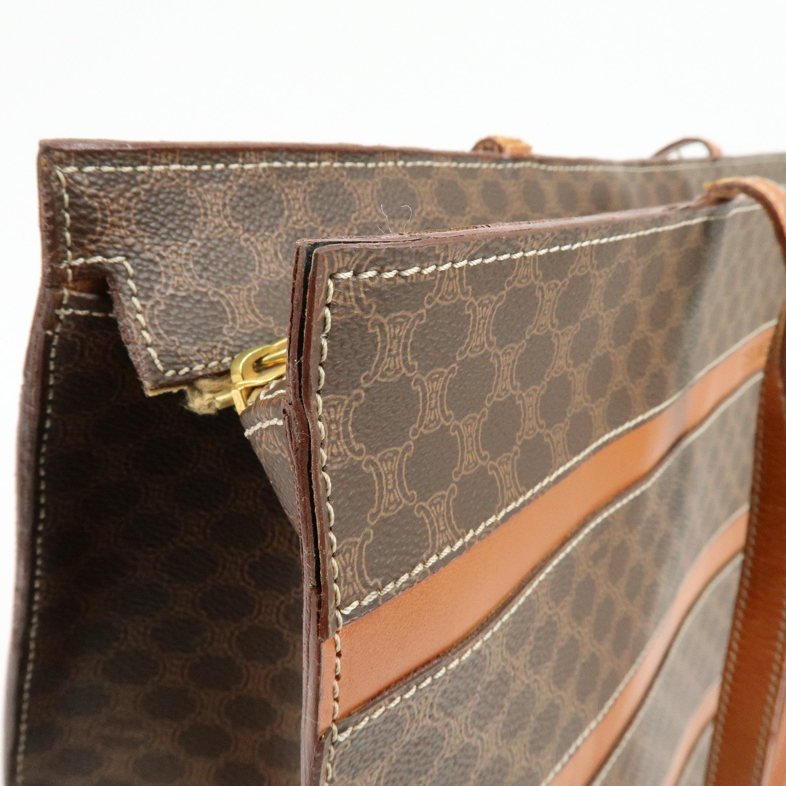 CELINE Macadam PVC Leather Tote Bag Shoulder Bag Brown