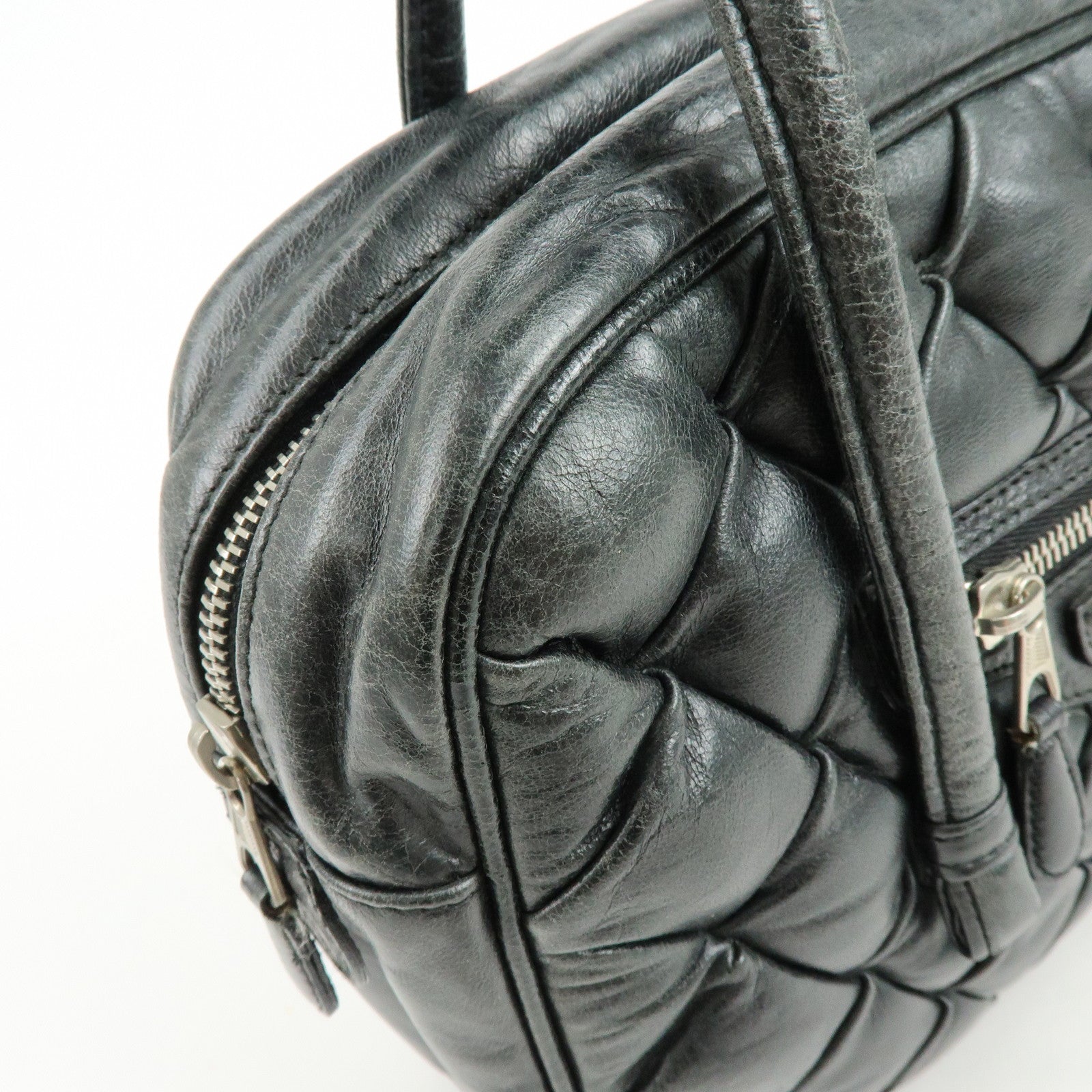BALENCIAGA The Matelasse Leather Hand Bag Mini Boston Bag 182089