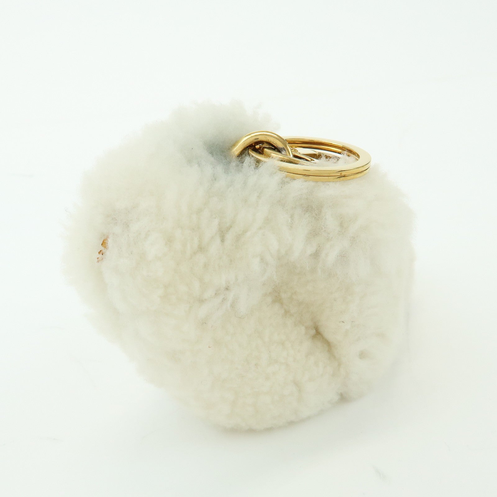 LOEWE Wool Leather Coin Case Bag Charm Rabbit White