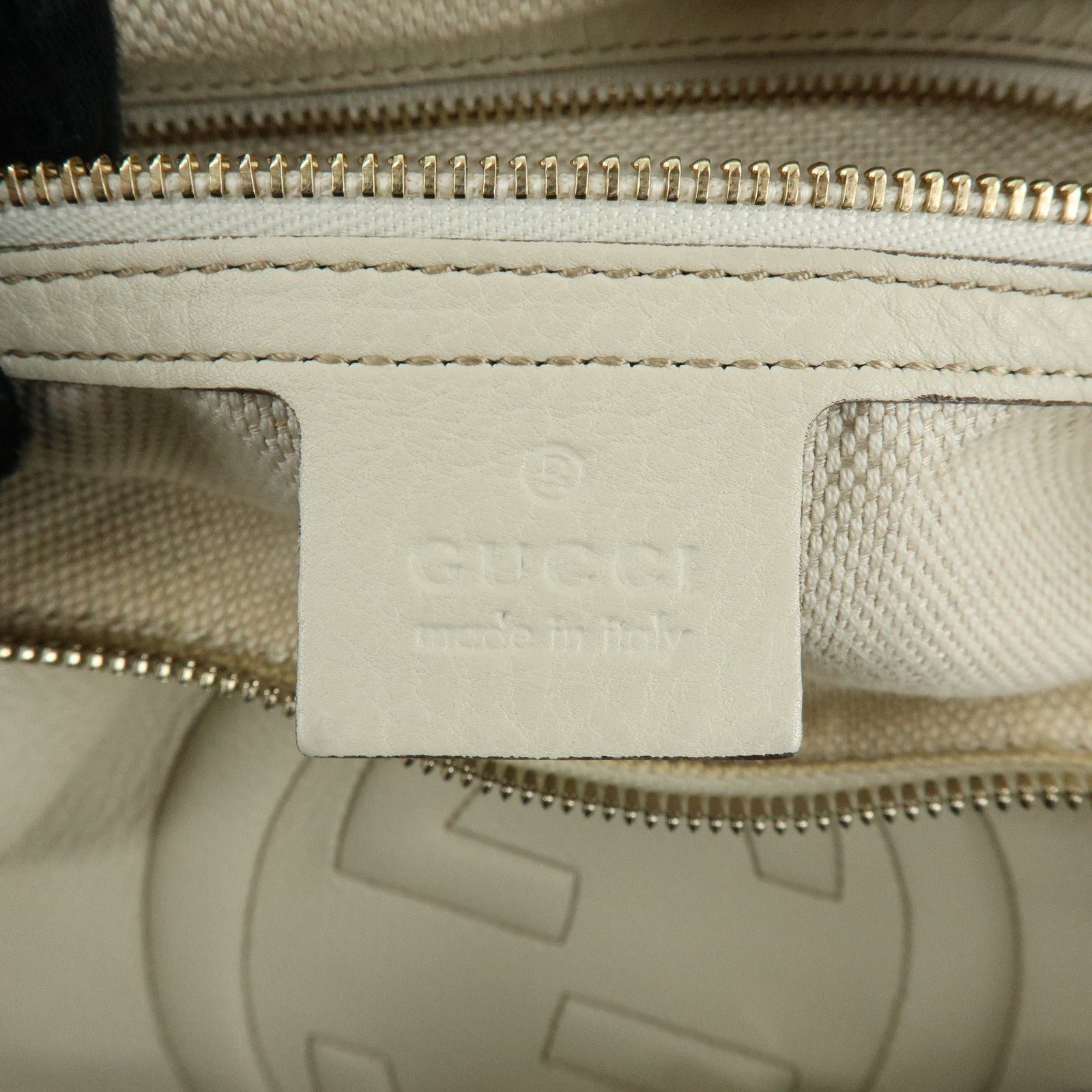 GUCCI SOHO Interlocking G Leahter Shoulder Bag White 282304