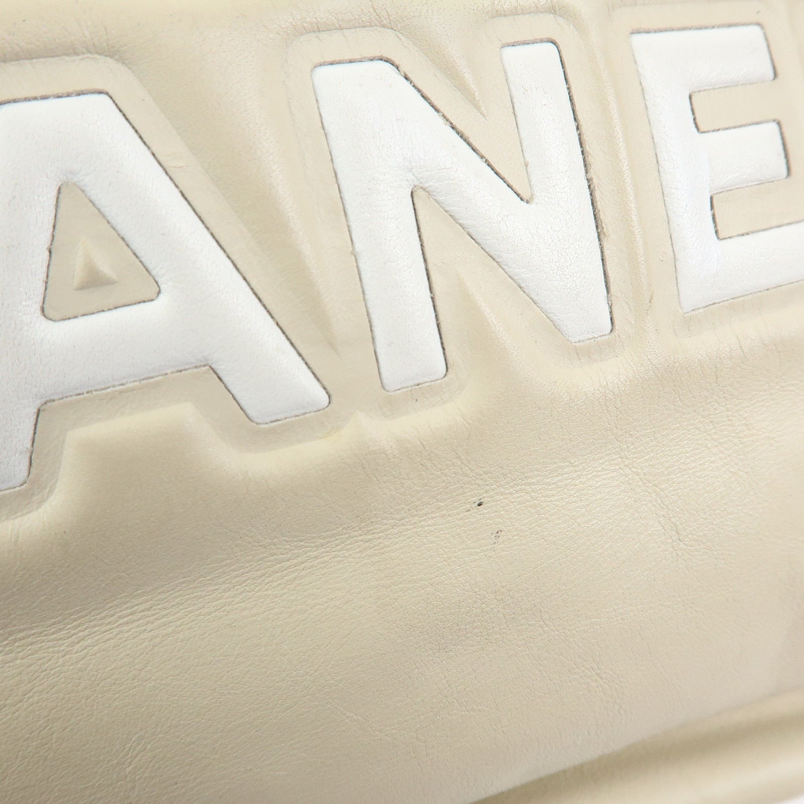 CHANEL Logo Camellia Leather Tote Bag Shoulder Bag Beige A20856