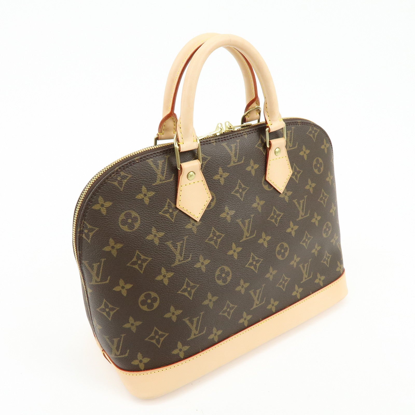 Louis Vuitton Monogram Alma PM Canvas Leather Hand Bag Brown M51130