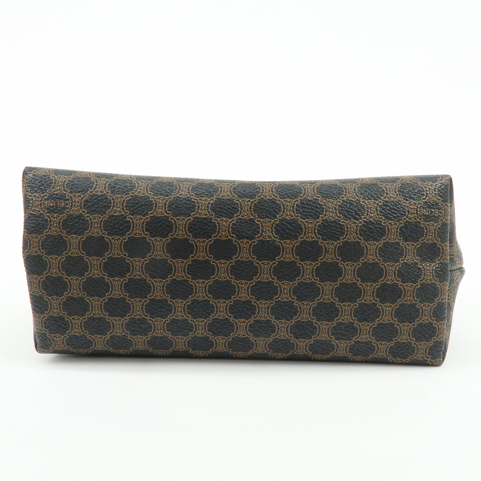 CELINE Macadam PVC Leather Pouch Cosmetic Case Dark Brown Black