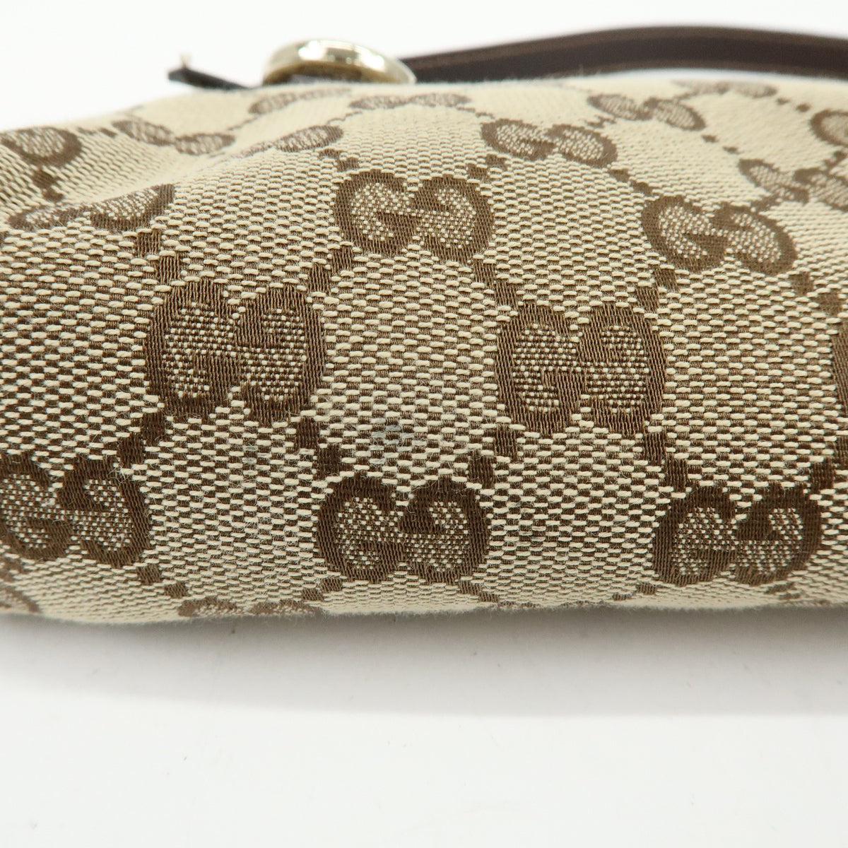 GUCCI Abbey GG Canvas Leather Accessory Pouch Hand Bag Brown 145750