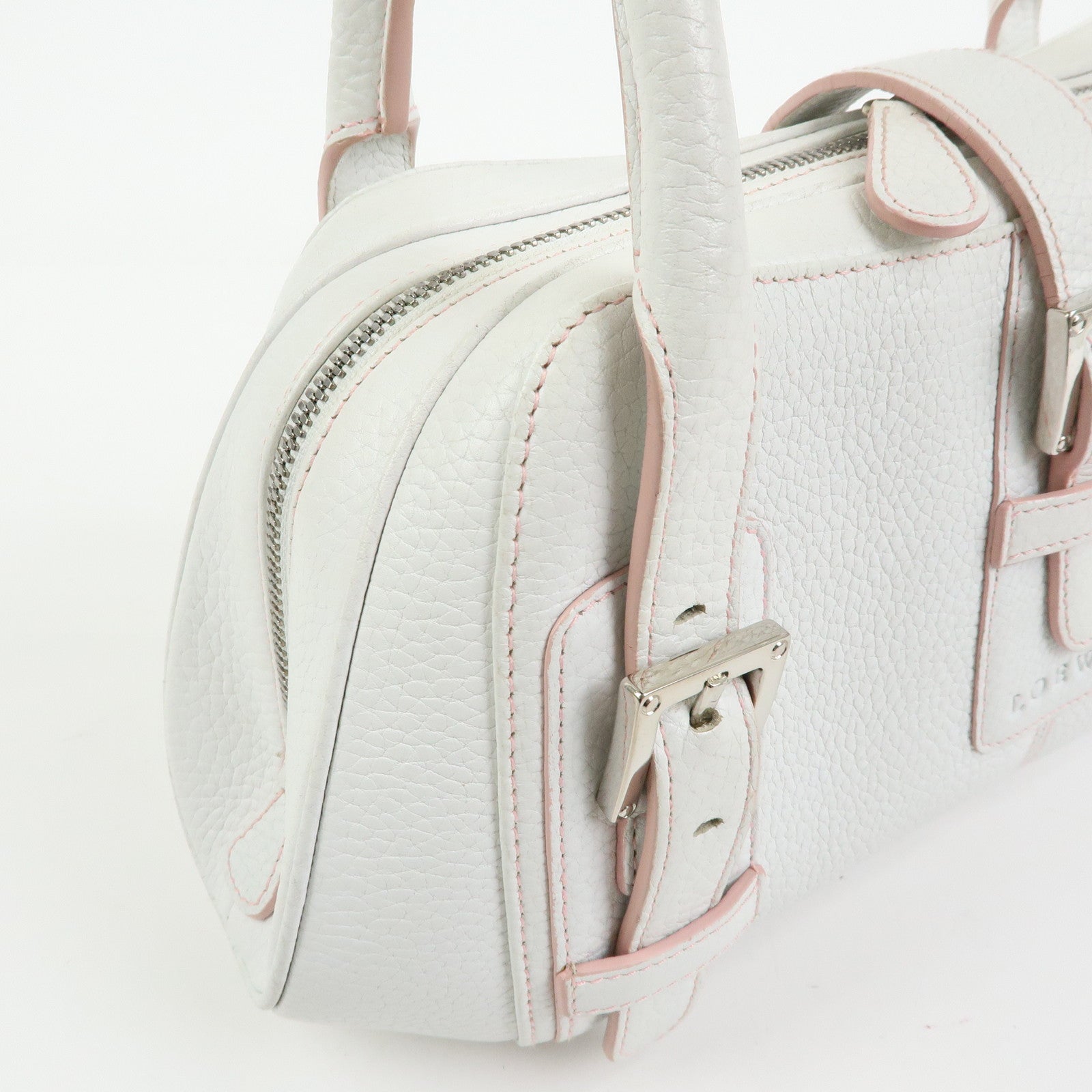 LOEWE Senda Leather Boston Bag Hand Bag White