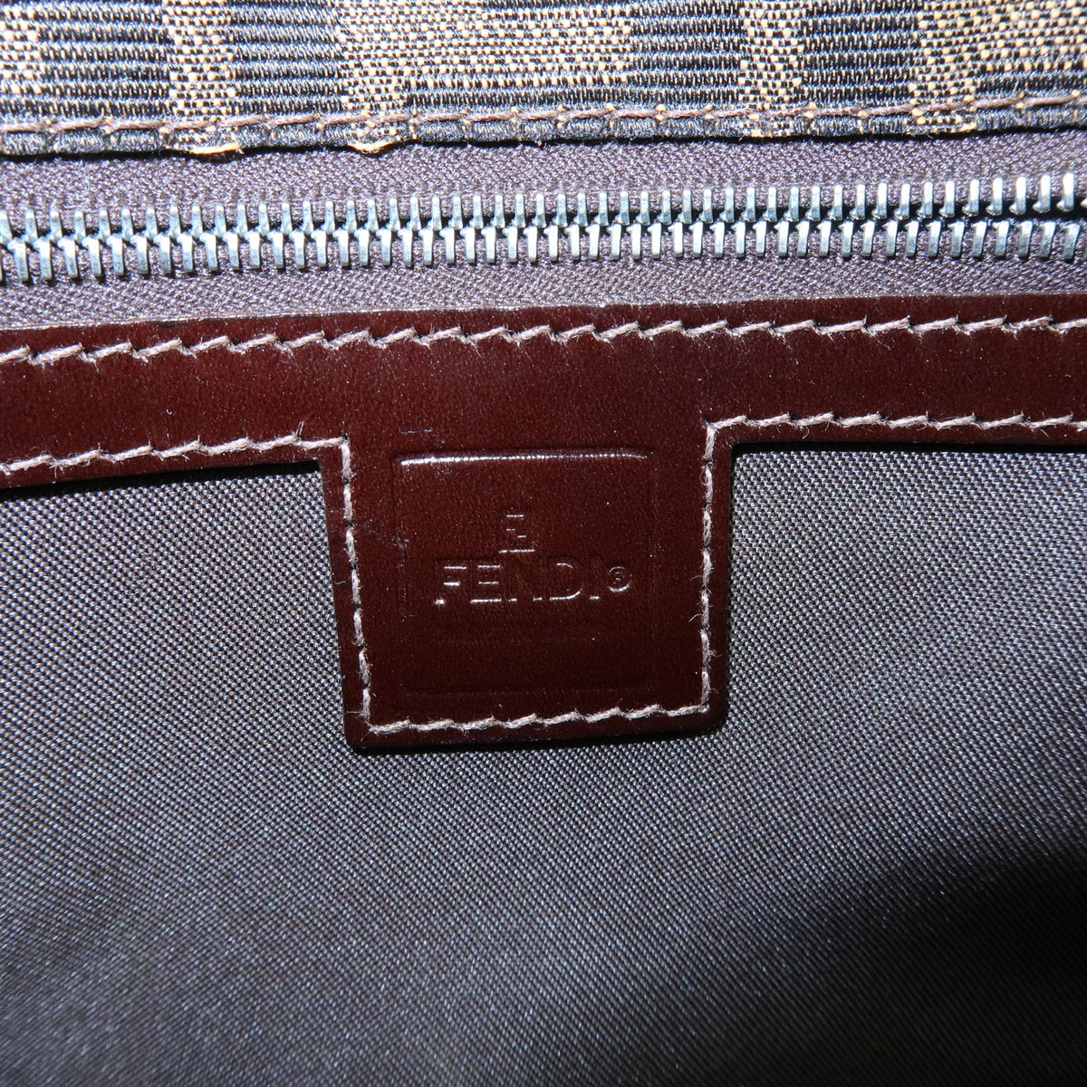 FENDI Zucca Jacquard Canvas Leather Shoulder Bag Brown Black 0915967002